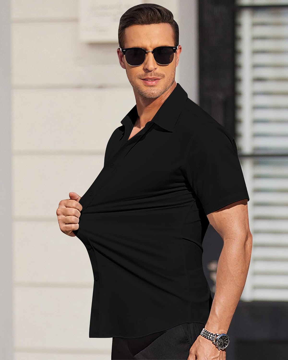 Thumbnail 2 de J.VER Herren Kurzarm Businesshemd Regular Fit „Button Down“ mit Stretch – Sommer- & Freizeithemden