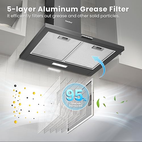 Thumbnail 2 de COMFEE' 60cm Chimney Cooker Hood (Wall Mounted) in Black