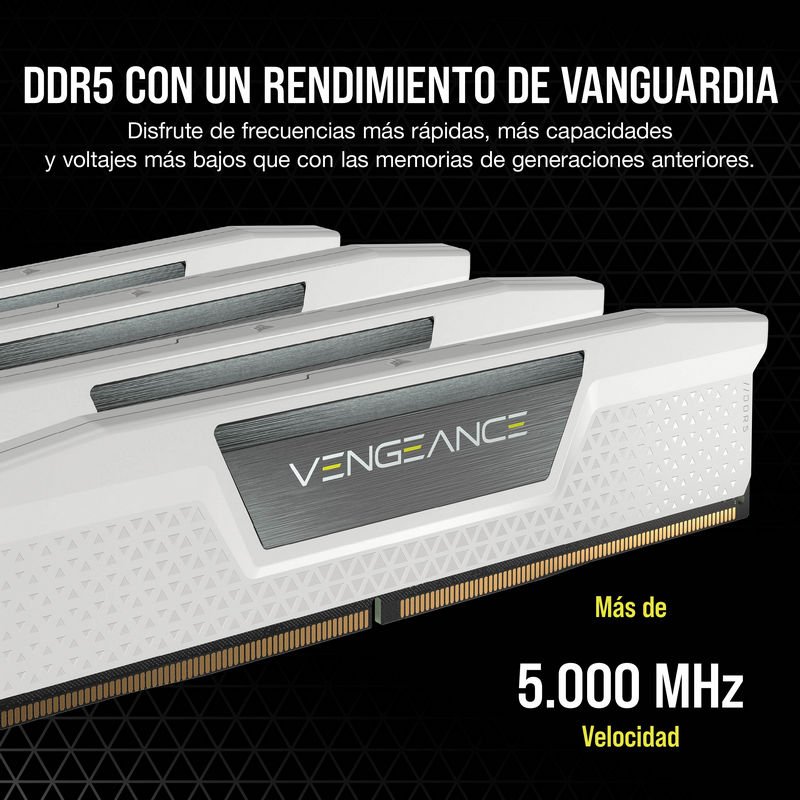 Detalle 2 de Corsair Vengeance DDR5 6400 32GB CL32 Blanco