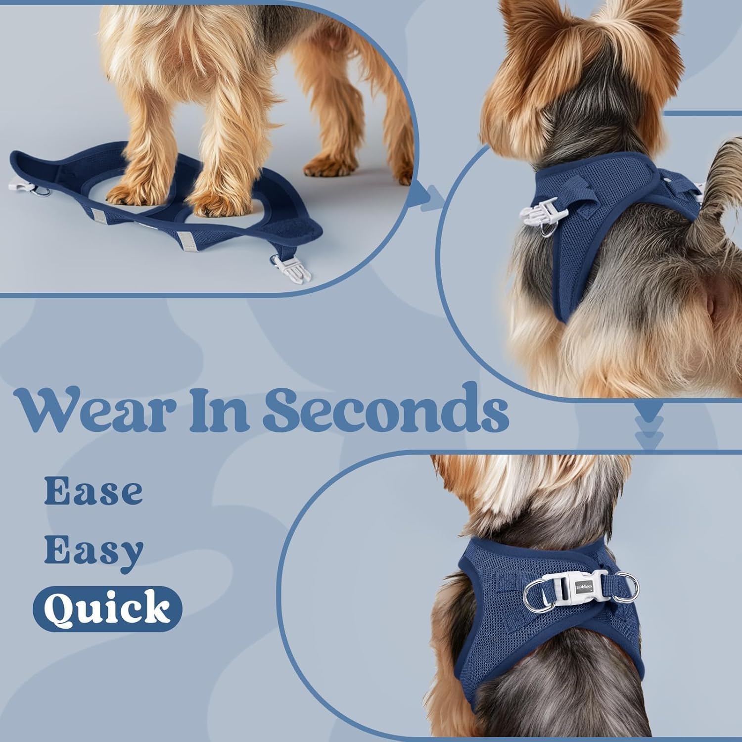 Thumbnail 4 de rabbitgoo Dog Harness Small Dog – Step-in Soft Mesh Harness (Navy, Size M)