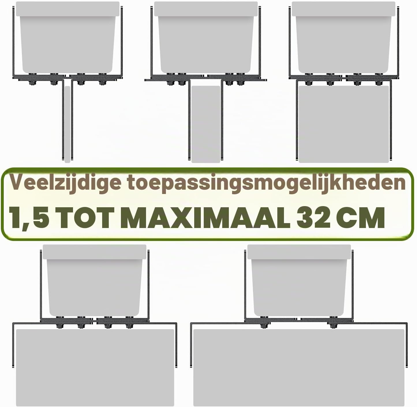 Detalle de HFHOME YM0546 H-vormige bloembakhouders voor balkon, zonder boren