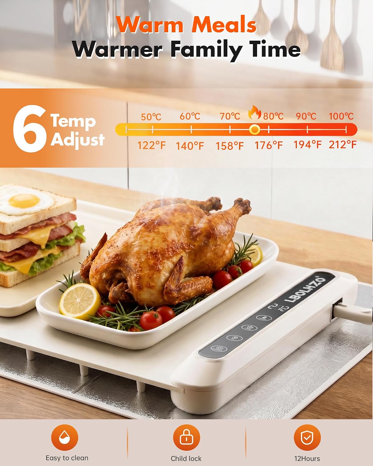 Thumbnail 3 de LBOLHZO Warming Mat for Food – Extra Long 43" x 12", 600W with 6 Temp Levels