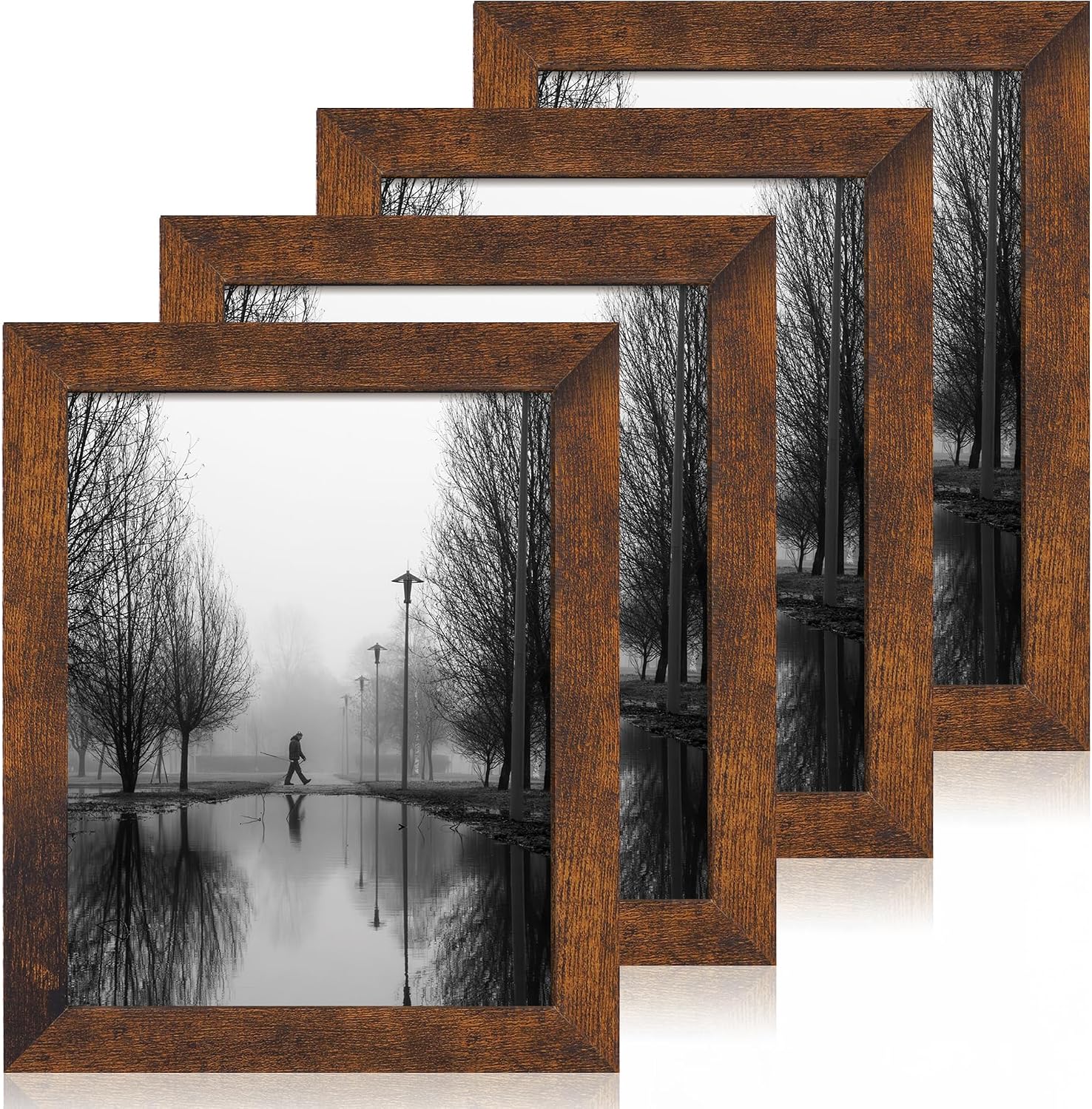 Imagen de iRahmen 8.5x11 Picture Frame Set of 4 (Real Glass Rustic Frame) for Wall or Tabletop Display en OfertitasTOP