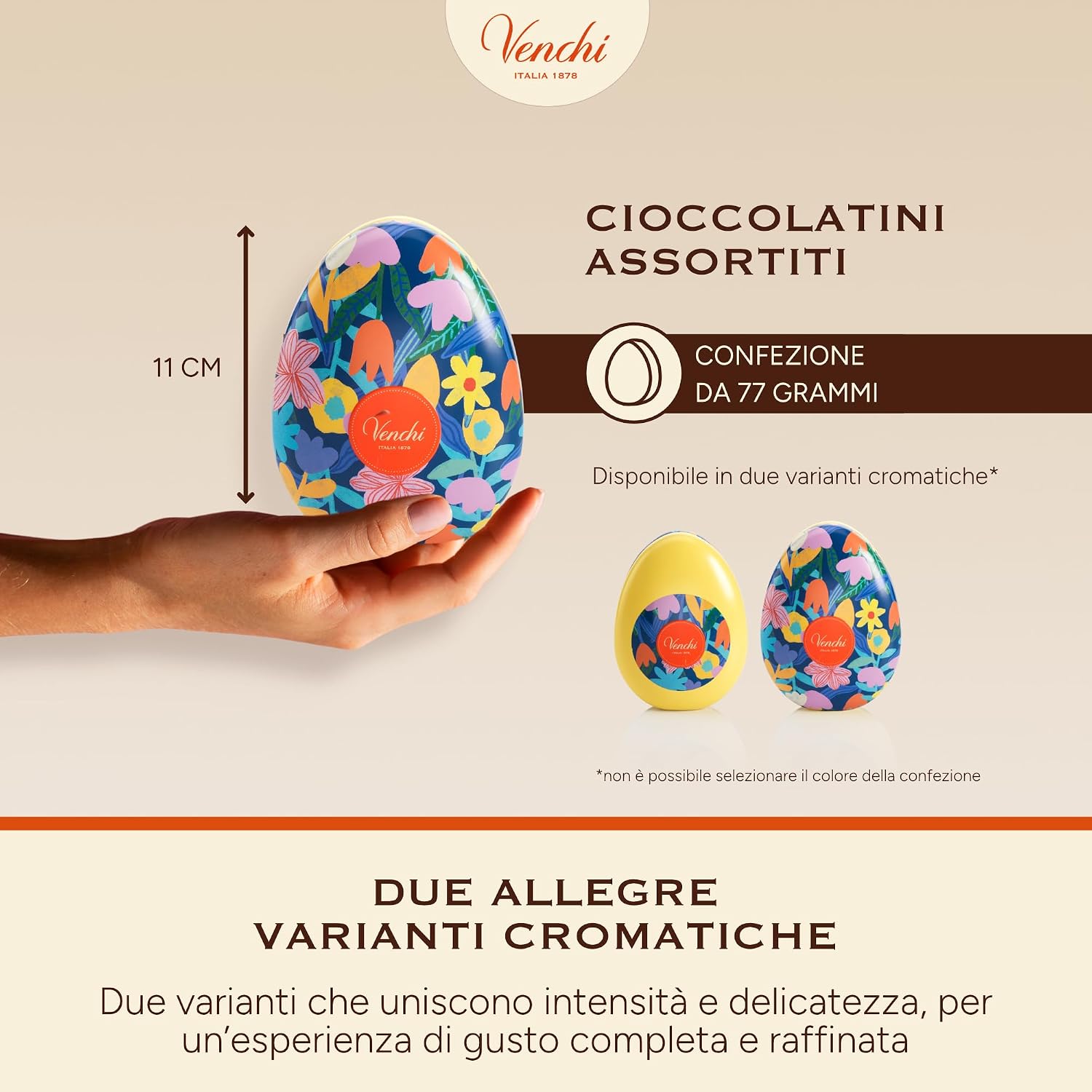 Detalle 2 de Venchi uovo di cioccolato in latta apribile (77 g) con 7 ovetti assortiti senza glutine