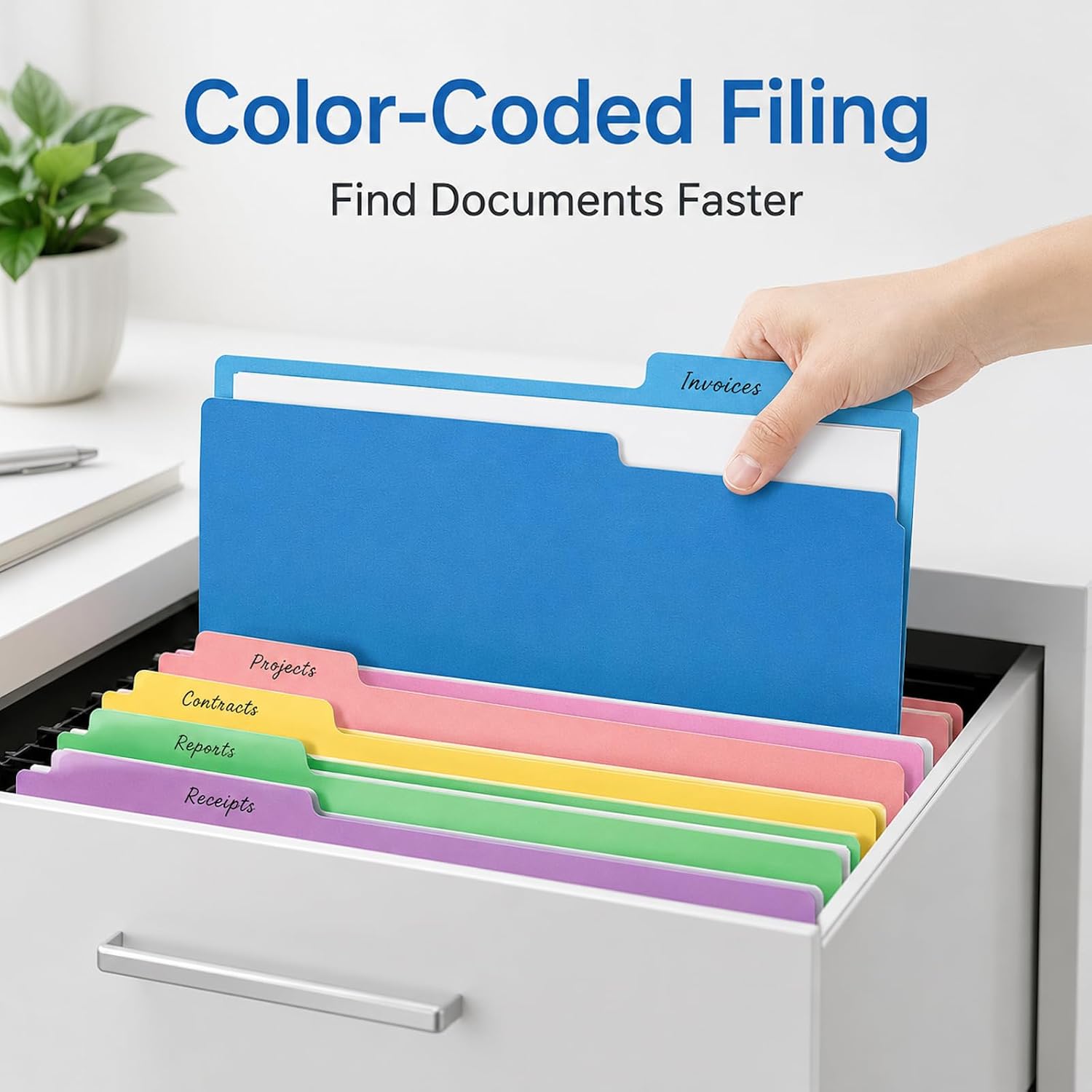 Detalle de WritePads Manila Folder-0112 Manila File Folders, Letter Size, Yellow, 1/3-Cut Tabs, 100-Pack