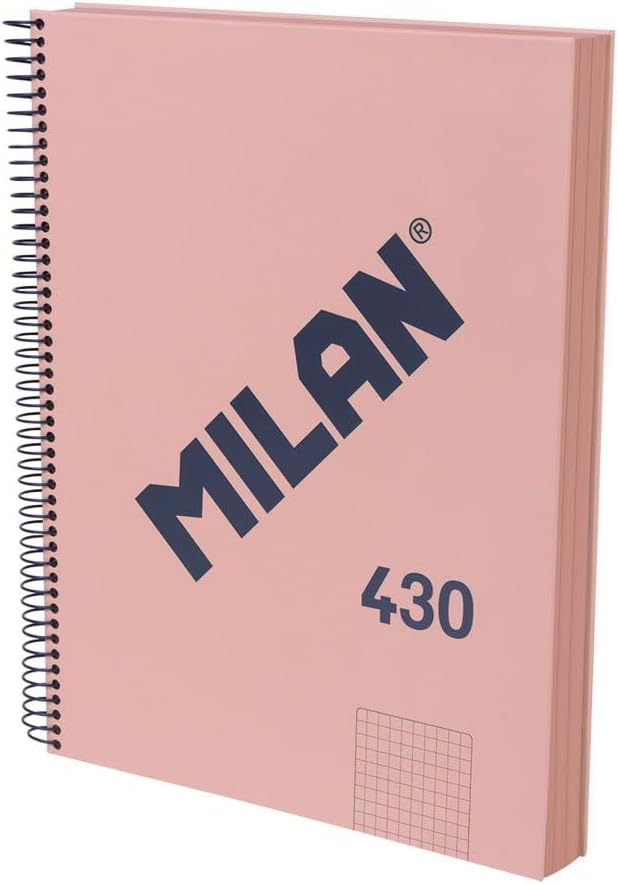Detalle de MILAN Cahier A4 à couverture rigide quadrillé 5x5 mm – 120 feuilles rose (collection Goma 430)
