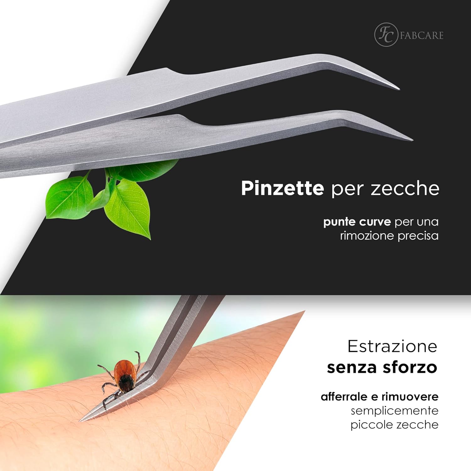 Thumbnail 2 de FABCARE 2 in 1 Pinza per zecche con uncino – custodia, eBook e scheda rilevamento