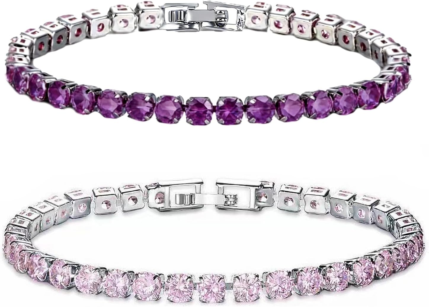Thumbnail 1 de Pummny 2 Stück Tennisarmband Damen – 4 mm Zirkonia, Schnappdesign