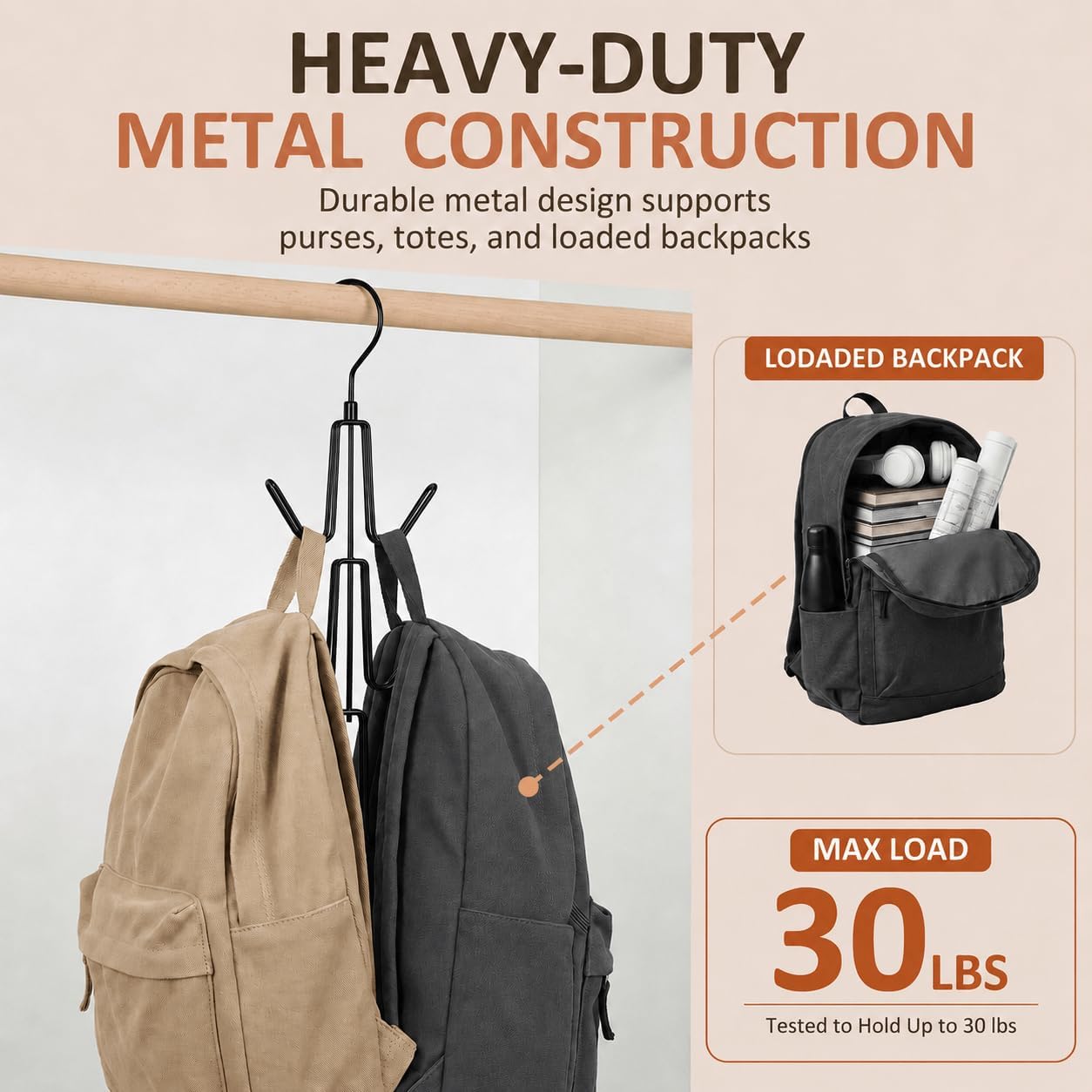 Detalle de ZEDODIER Purse Hanger Organizer 4-pack