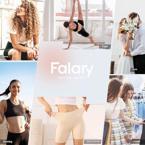 Thumbnail 5 de FALARY: Pack de 3 bragas leggings para mujer beige, anti rozaduras y transpirable (corte corto tipo boxer)