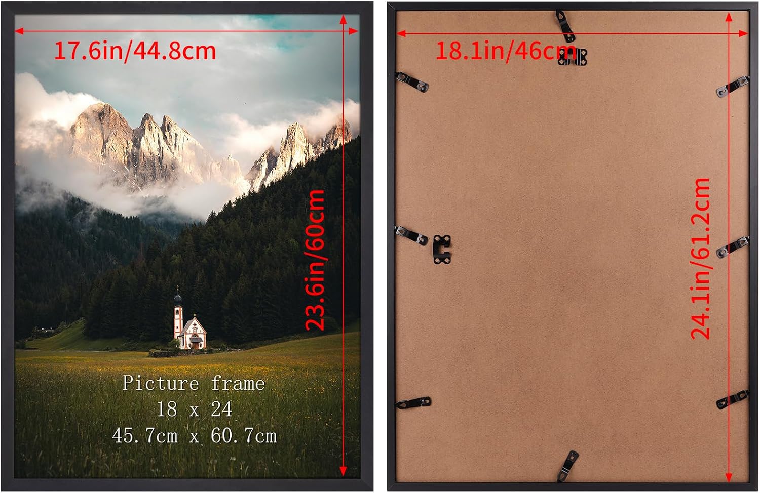 Detalle de Giftgarden 18x24 inch Frame Black – Aluminium Frame for Wall-Mounted Portrait or Landscape Displays
