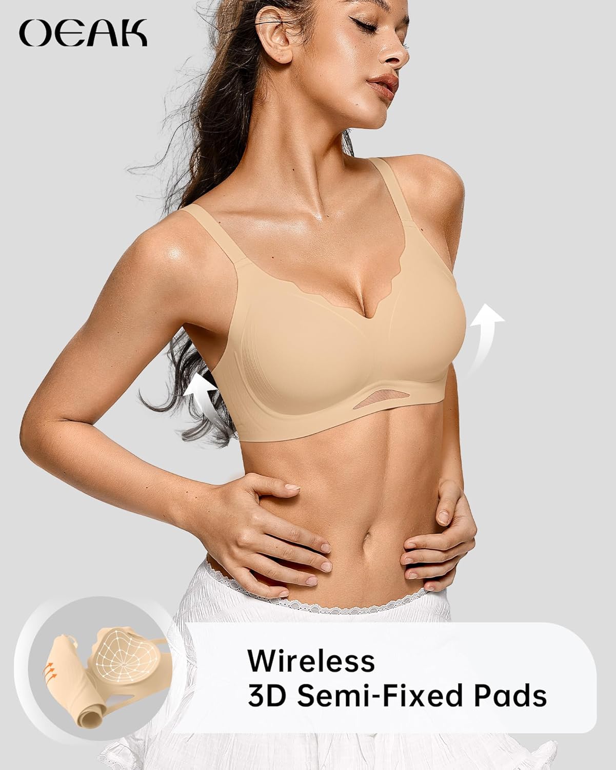 Detalle 2 de OEAK Womens Wireless Push-Up Bralette — Seamless Comfort