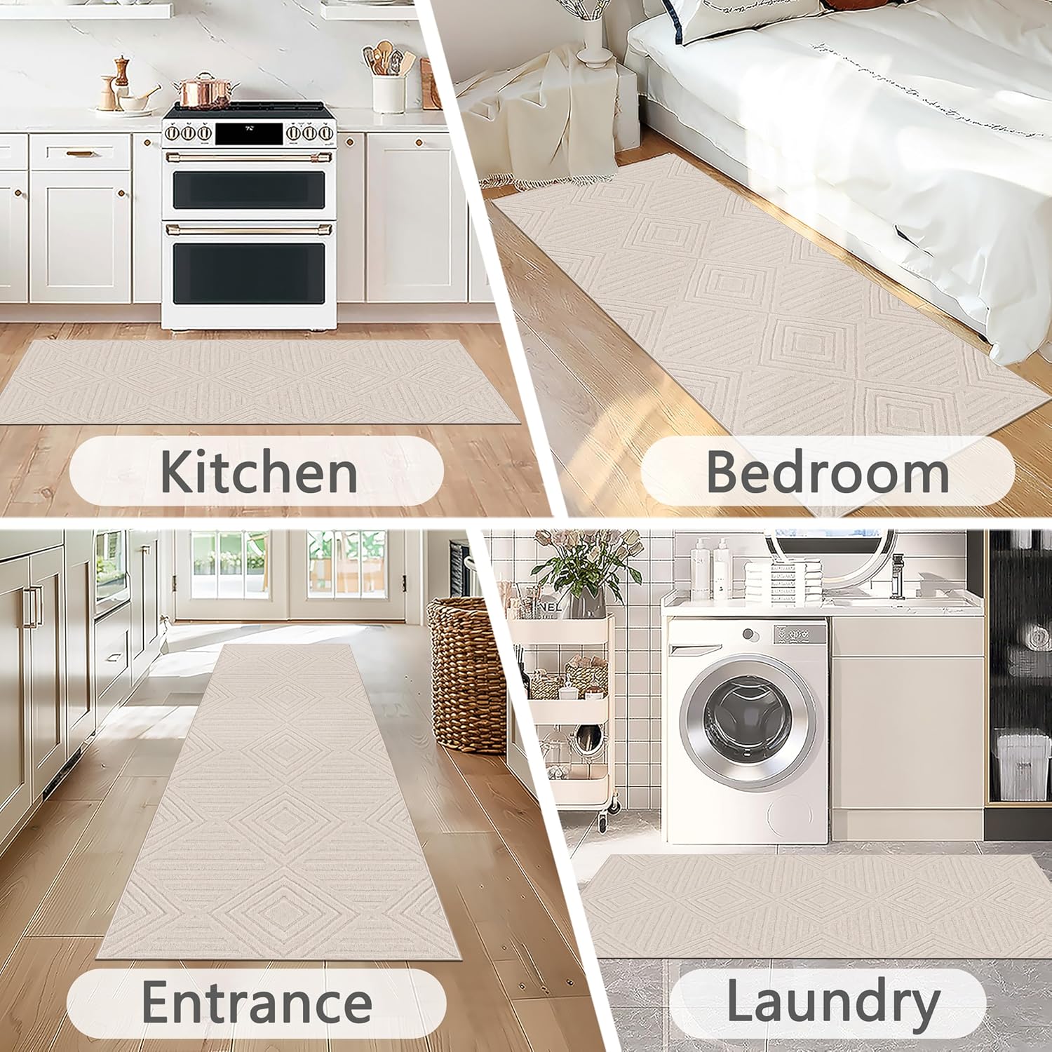 Thumbnail 6 de Capslpad 80 x 300 cm Carpet Runner, Beige, Washable and Non-Slip