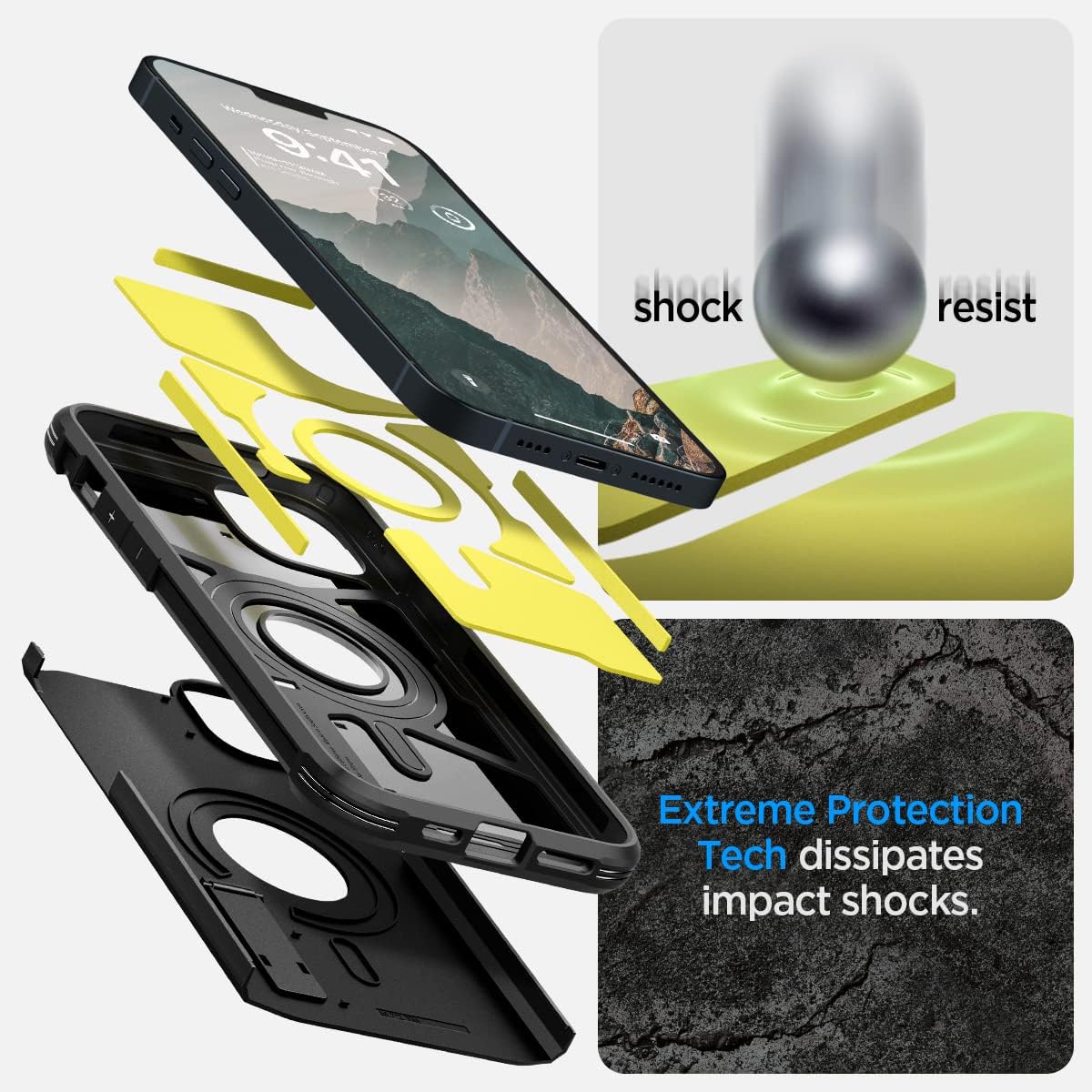 Detalle 2 de Spigen Tough Armor Magfit pour iPhone 14 : coque MagSafe noire