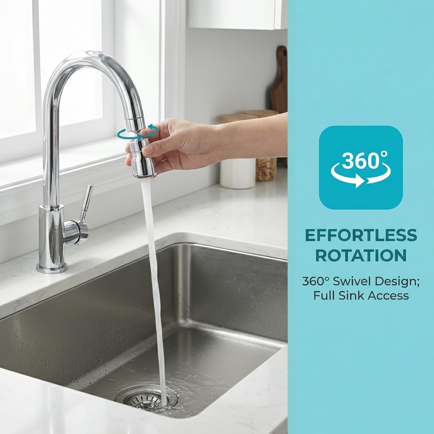 Thumbnail 5 de Kitchen Tap Spray Head with 360° Swivel Spout and 2-Mode Spray