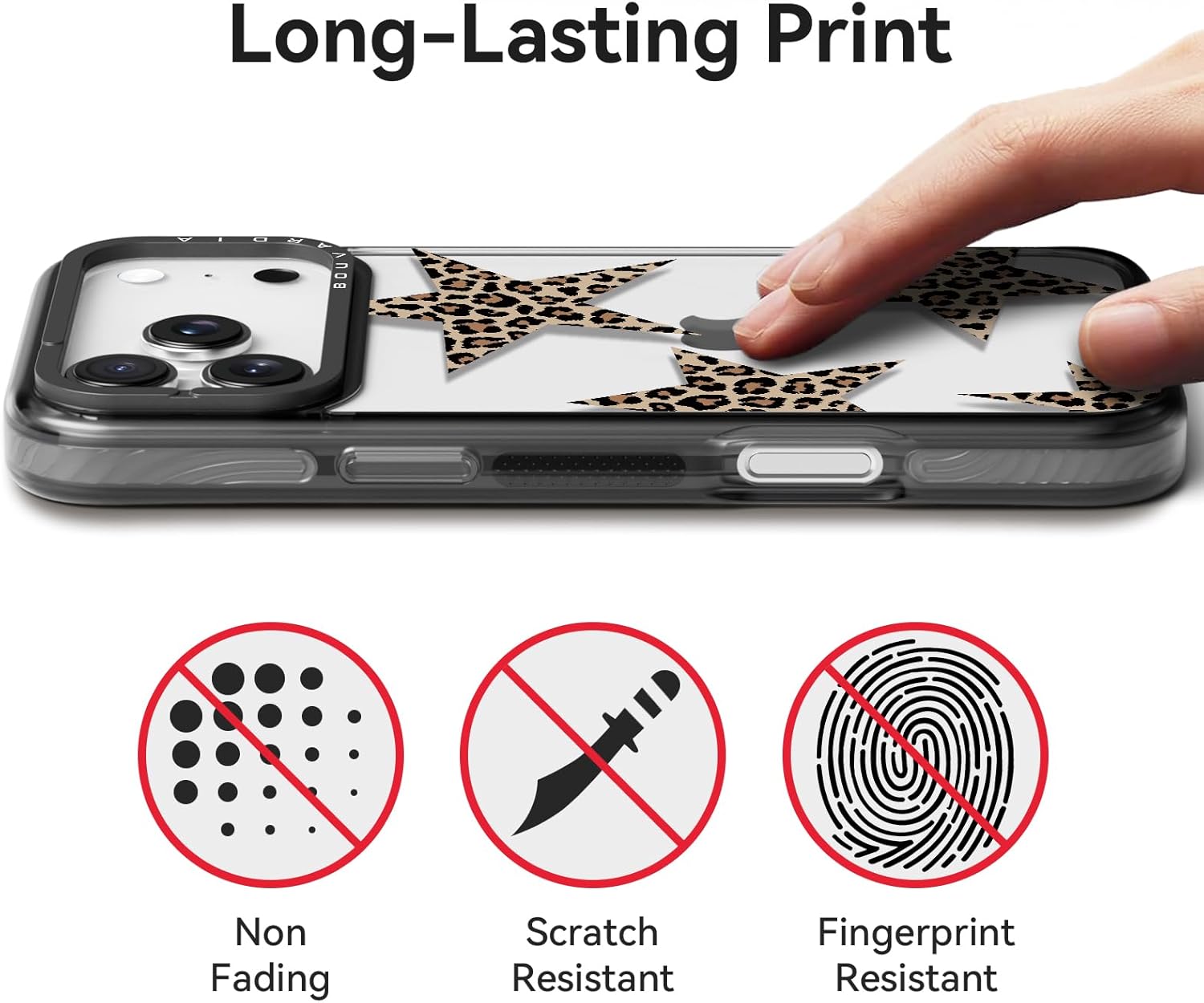 Detalle 2 de Bouvardia Bouvardia for iPhone 17 Pro Case with Cheetah Theme (Leopard Stars) — Cute, Protective 2-Layer Case