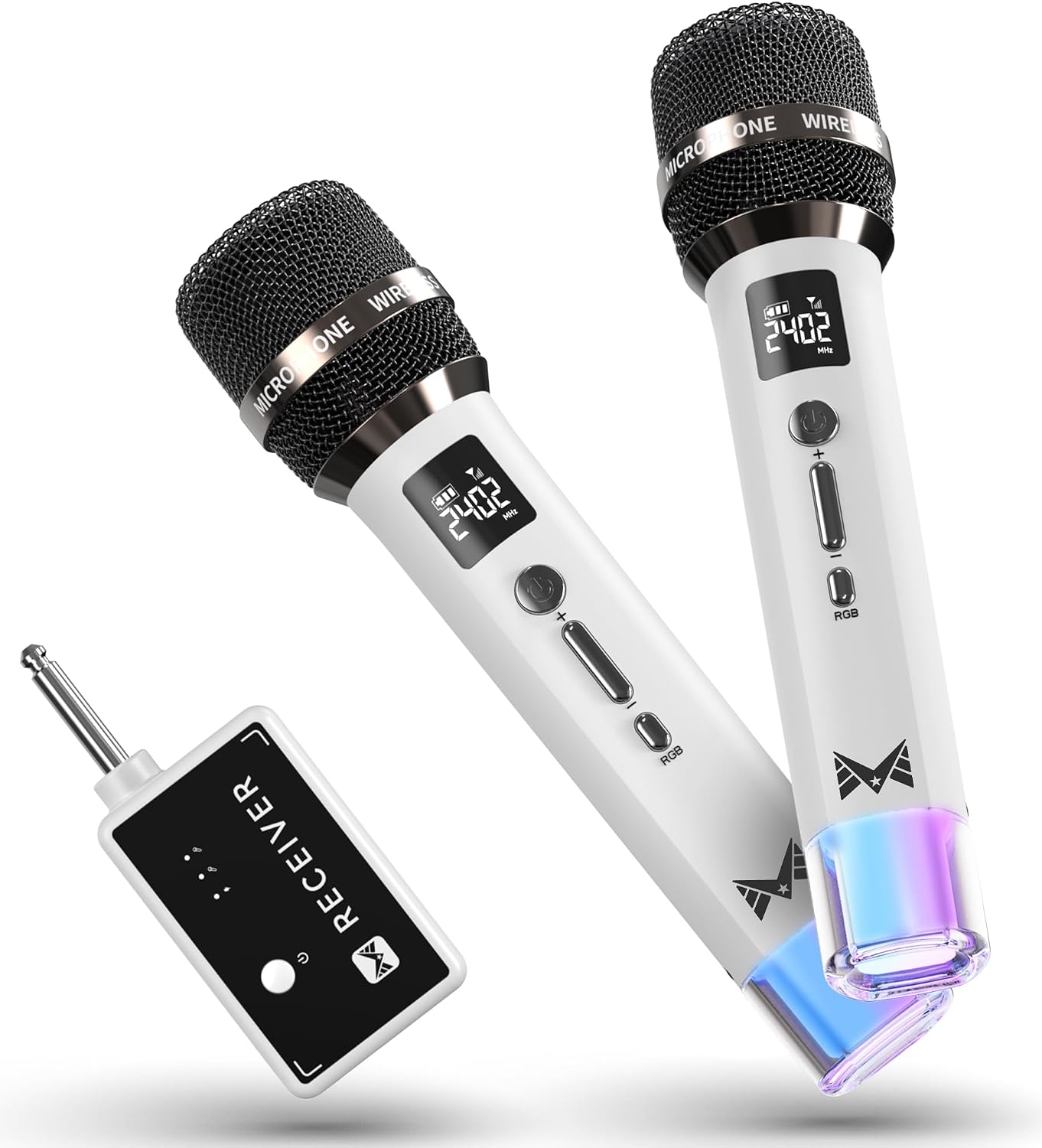 Detalle de ECHOMUSSY YA-07 Dual Wireless Karaoke Microphones with RGB Lights