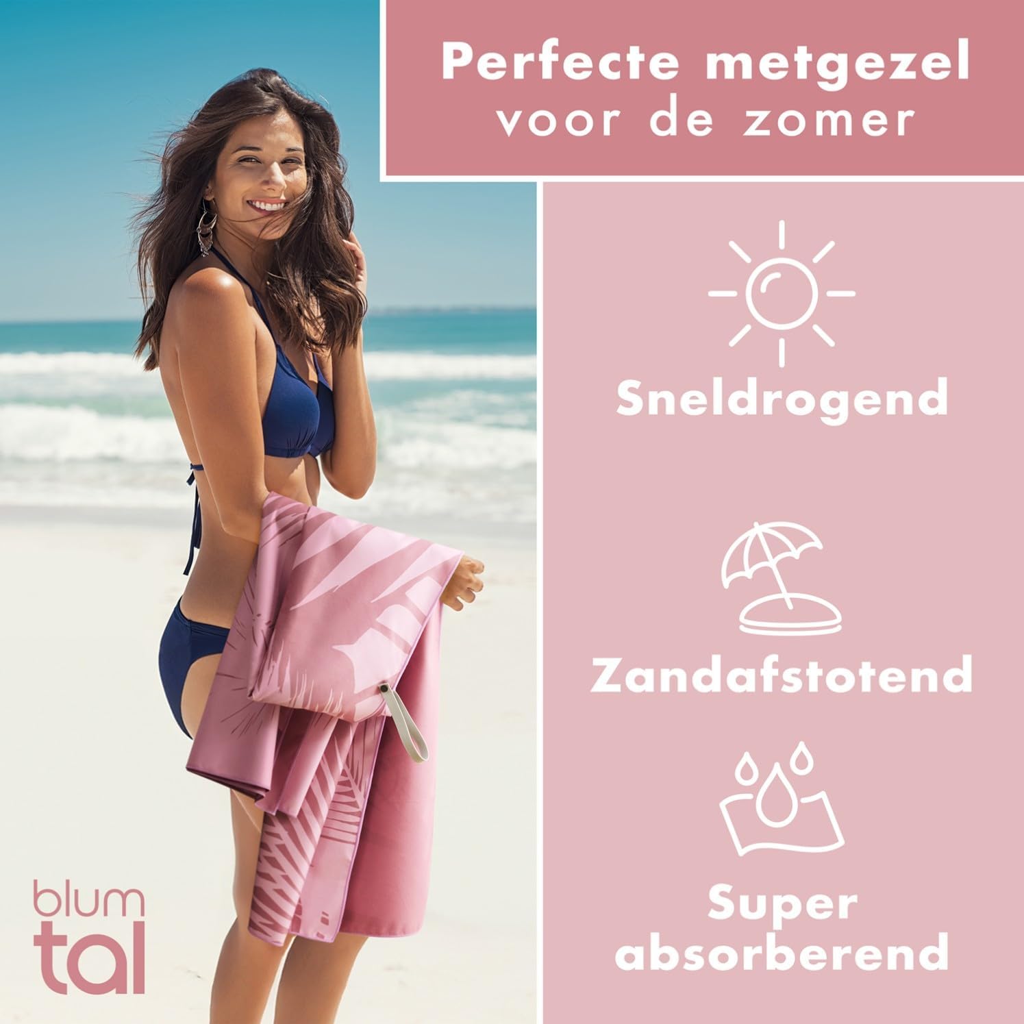 Thumbnail 3 de Blumtal EB0215 BE strandlaken 90 x 180 cm van microvezel
