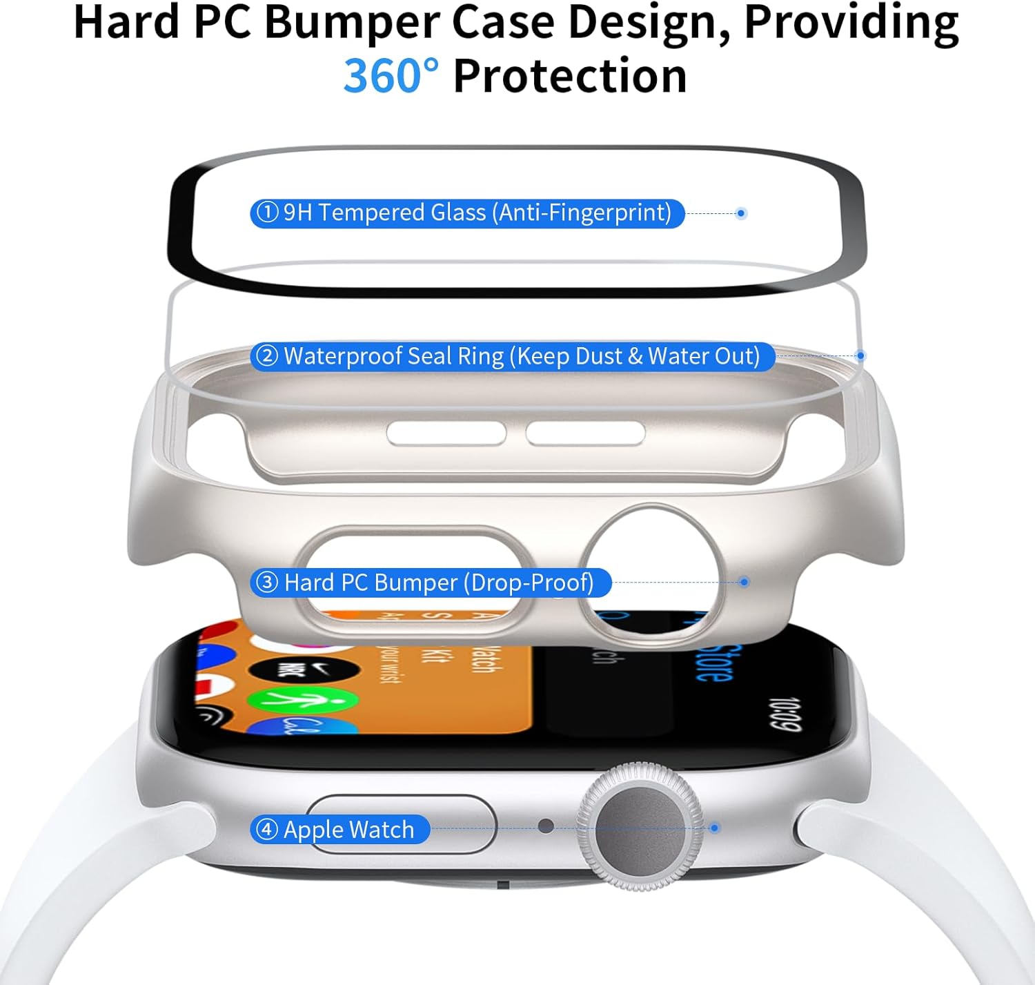 Detalle 2 de JERXUN 6-Pack Case for Apple Watch 46mm