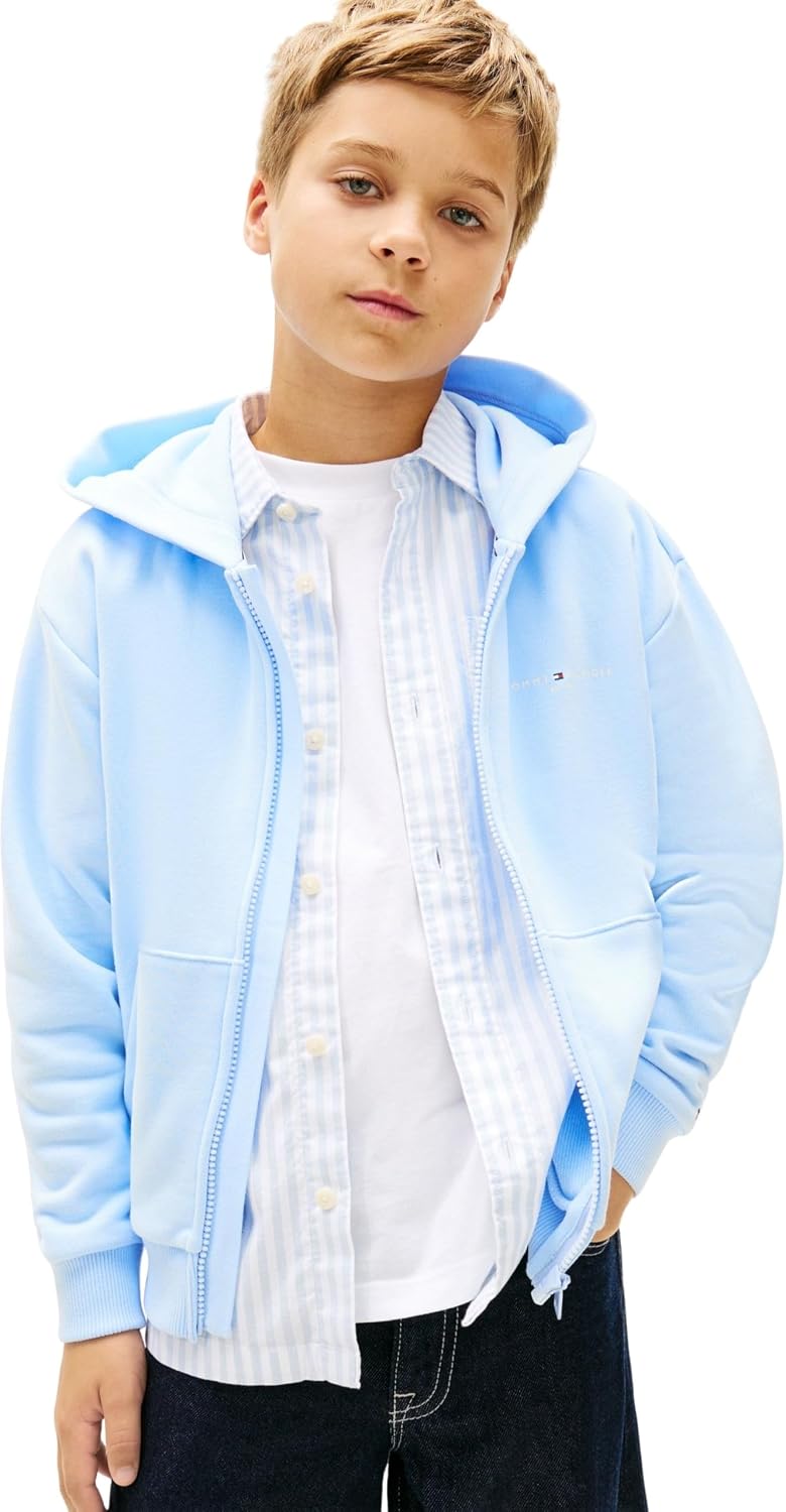 Detalle de Tommy Hilfiger Mini Corp Zip Through Hoodie Ks0ks00726 – Felpa unisex Bambini e Ragazzi