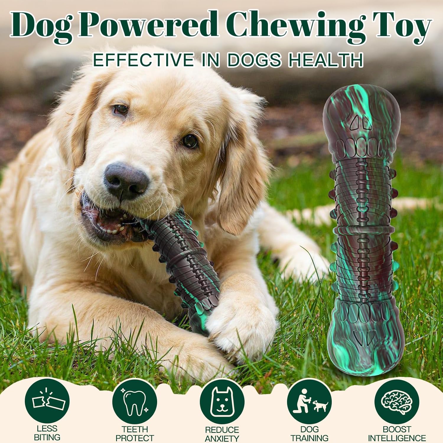 Thumbnail 1 de HETOO Indestructible Skull Chew Toy for Aggressive Chewers (Natural Rubber) – Squeaker, Tough Stick Style
