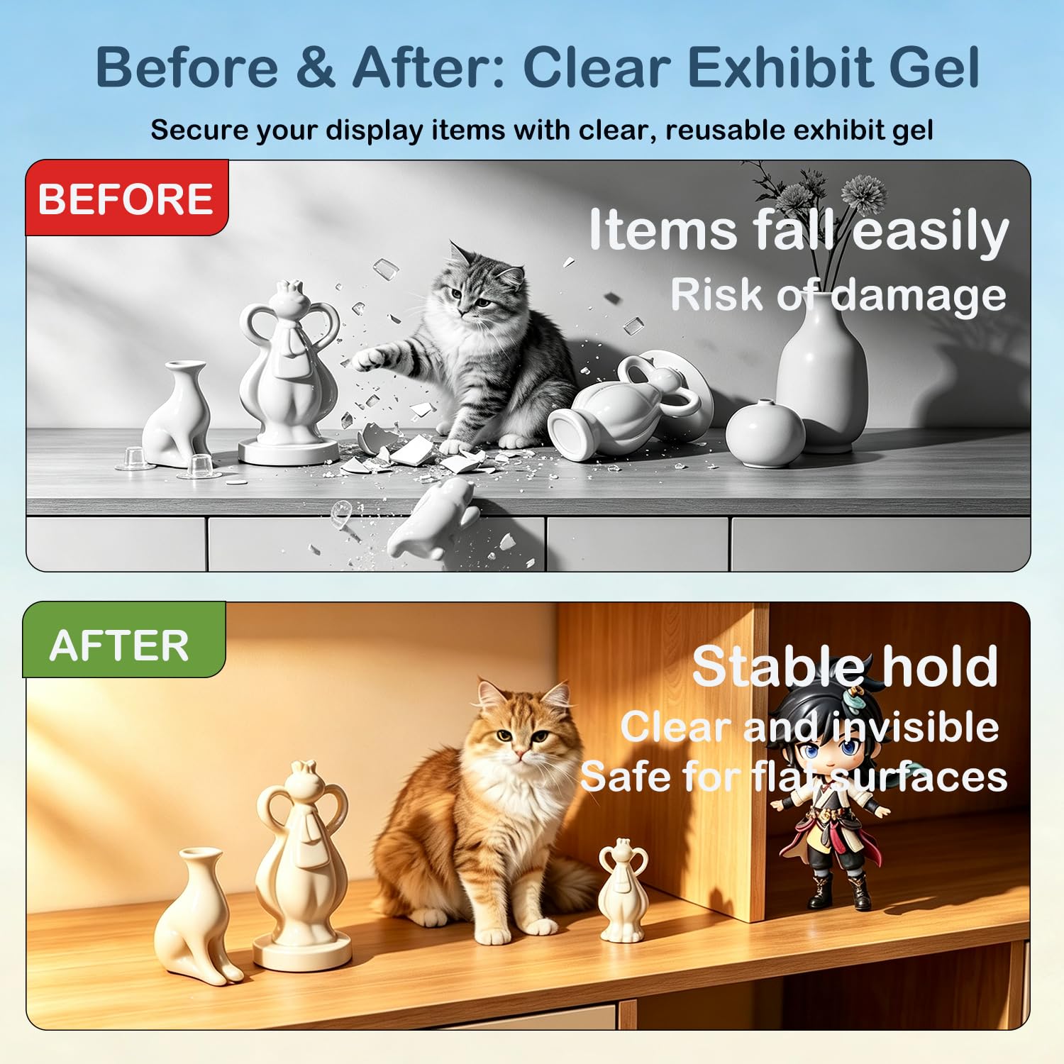 Detalle de MESCOLGGD MG-3 Museum Gel Putty, 190 g Clear Reusable Display Adhesive