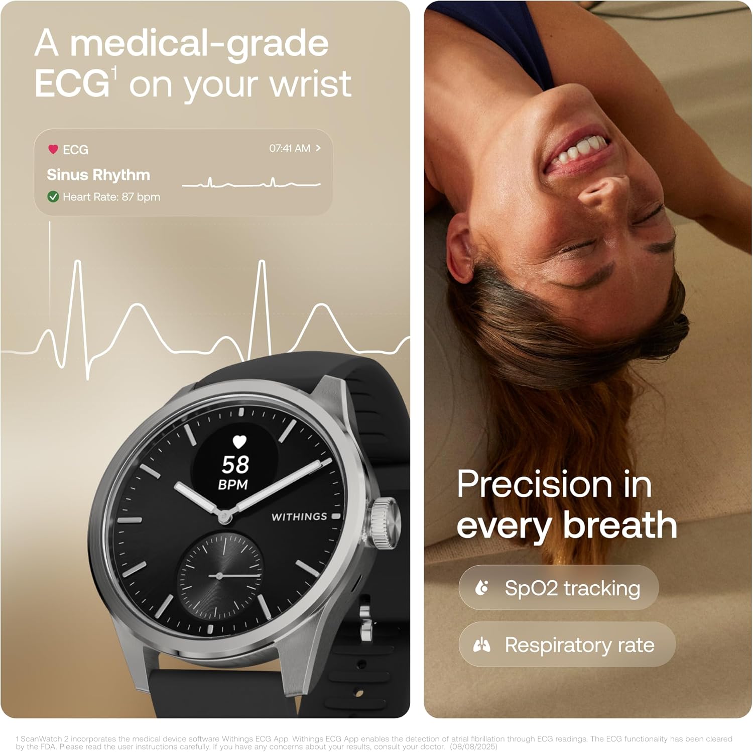 Detalle 2 de Withings ScanWatch 2 Hybrid Smartwatch 35‑Day Battery