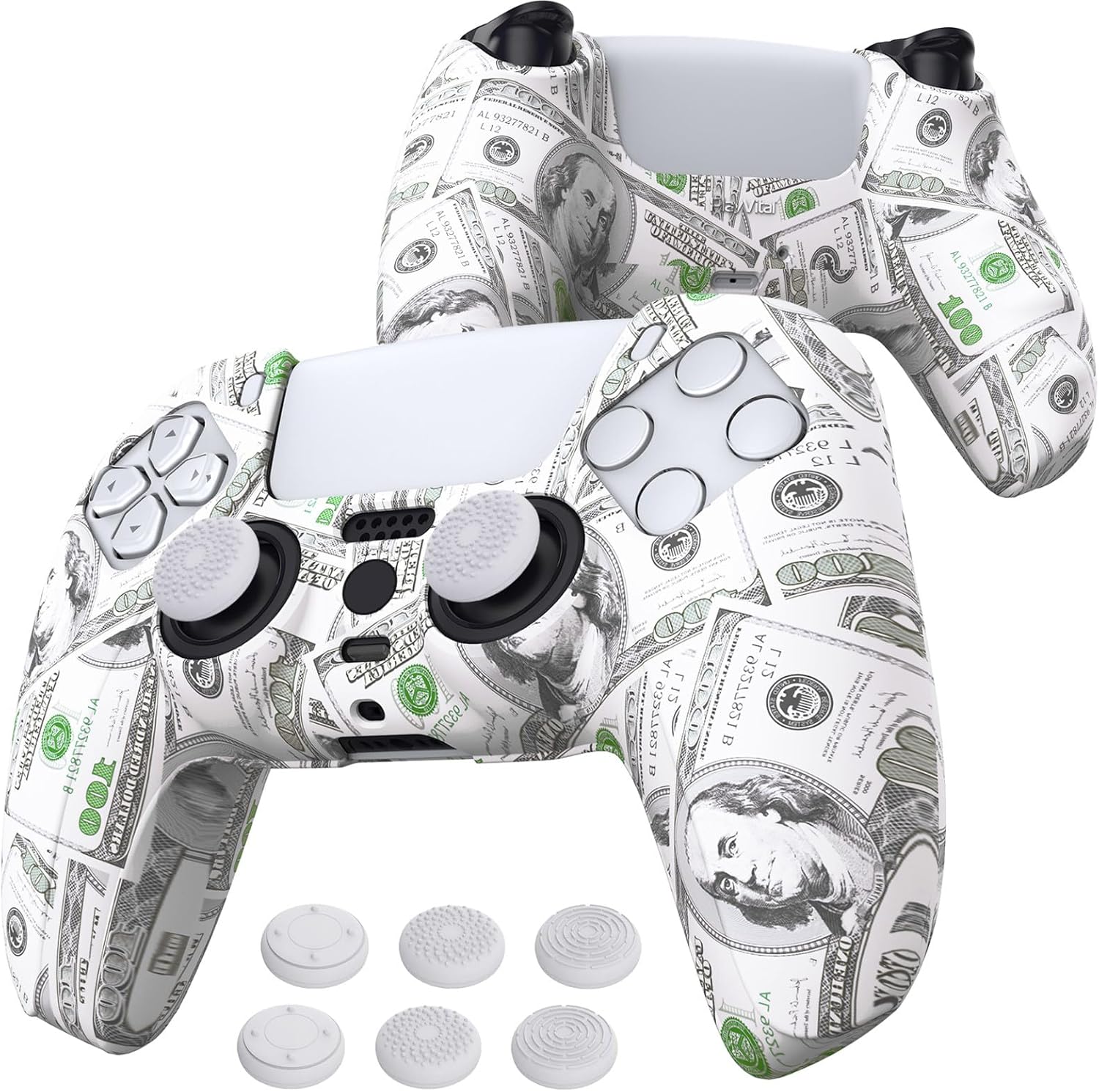 Detalle de PlayVital PS5 controller skin with 6 grips