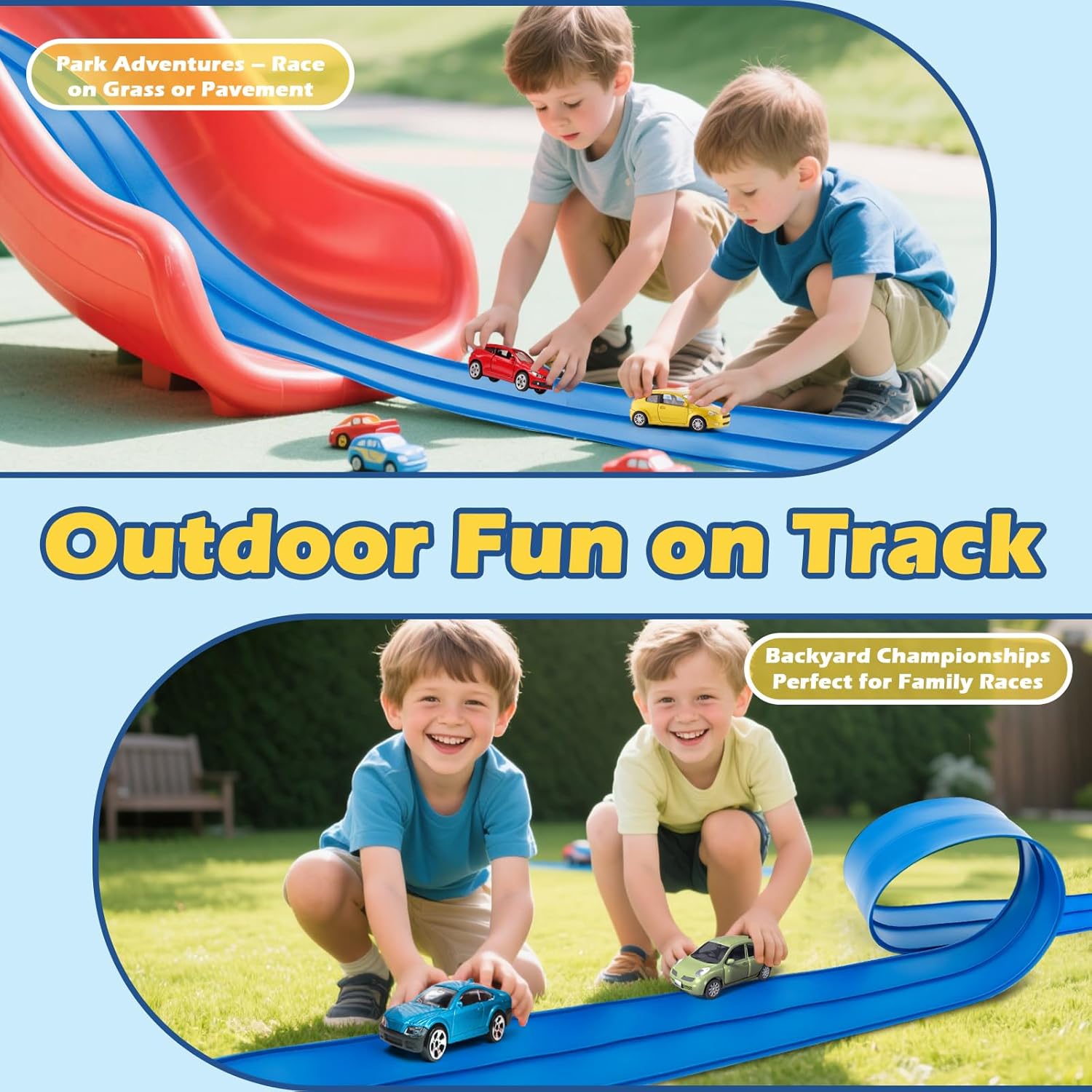 Detalle 2 de INKZOO Flex Tracks 15 Ft Starter Set: Flexible Race Track for Kids 3+