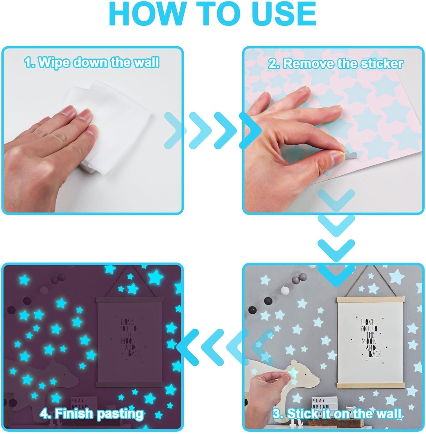 Thumbnail 2 de ECHOCUBE 432PCS Glow in the Dark Star Stickers (3D luminous ceiling & wall decor)