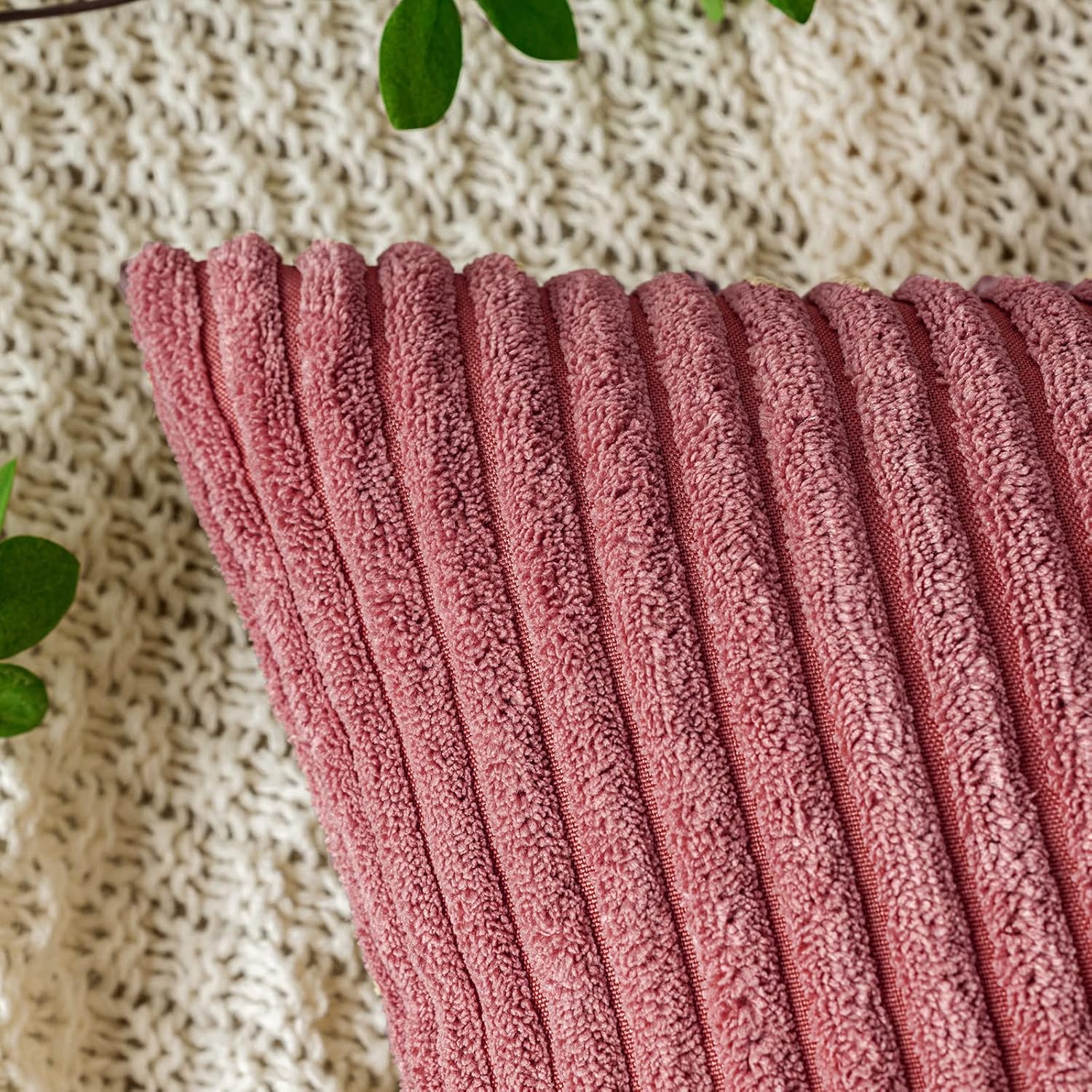 Detalle de EMEMA Kissenbezug 40x40 cm Kordsamt – 2er Set, Cord Dekokissen für Sofa & Wohnzimmer