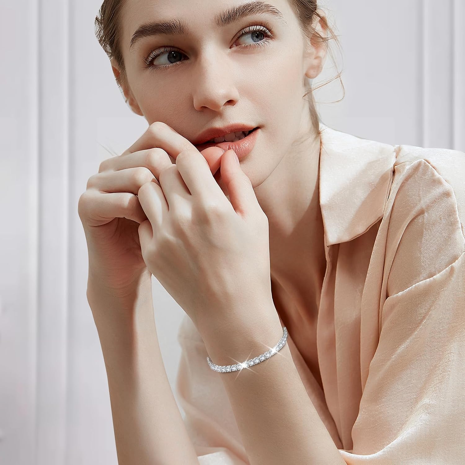 Thumbnail 2 de J.Fée Silver Tennis Bracelet for Women – Adjustable S925 Jewellery with Clear CZ Stones