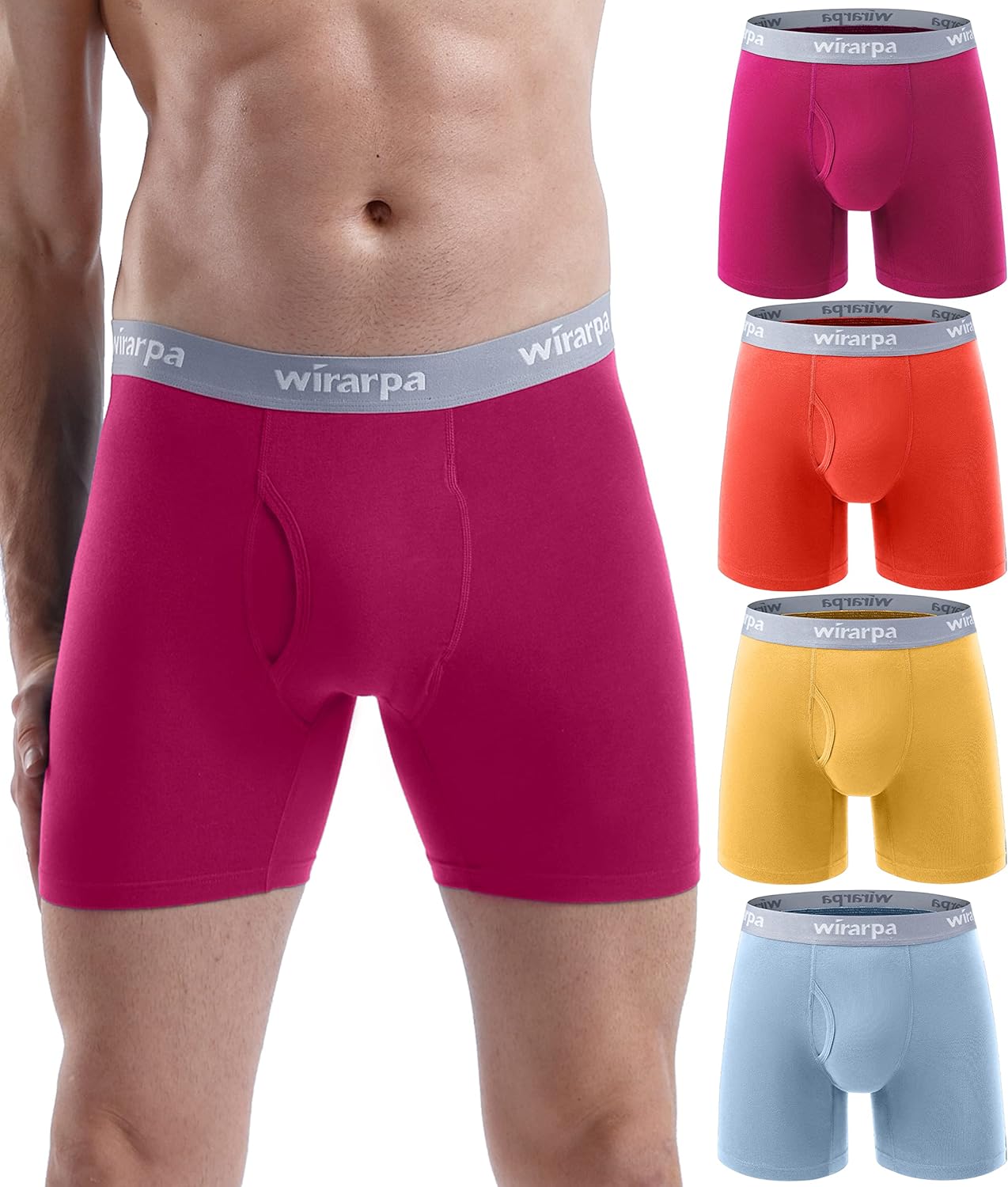 Thumbnail 6 de wirarpa Men’s Cotton Stretch Trunks (Open Fly, Tagless) – Regular Leg, 4 Pack