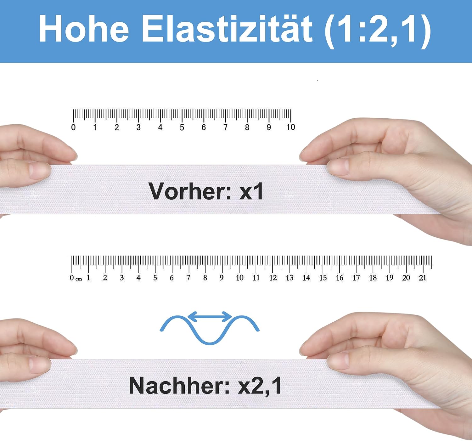 Thumbnail 1 de XiaoLidm 30 Meter Gummiband Nähen – Multi-Size Set (15, 20, 30, 35 mm) aus Polyester/Latex, weiß