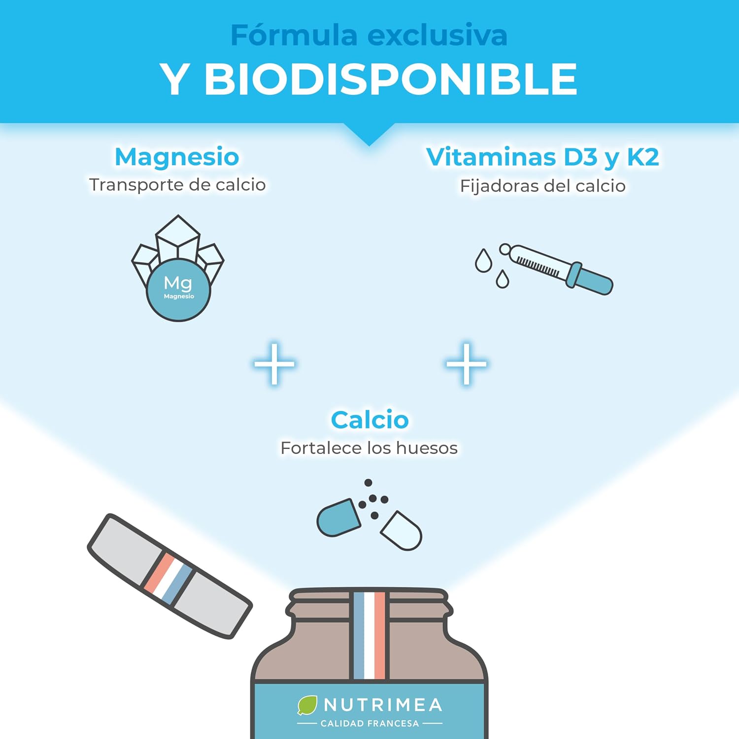 Detalle 2 de Calcio Magnesio Vitamina D3 K2 90 cápsulas