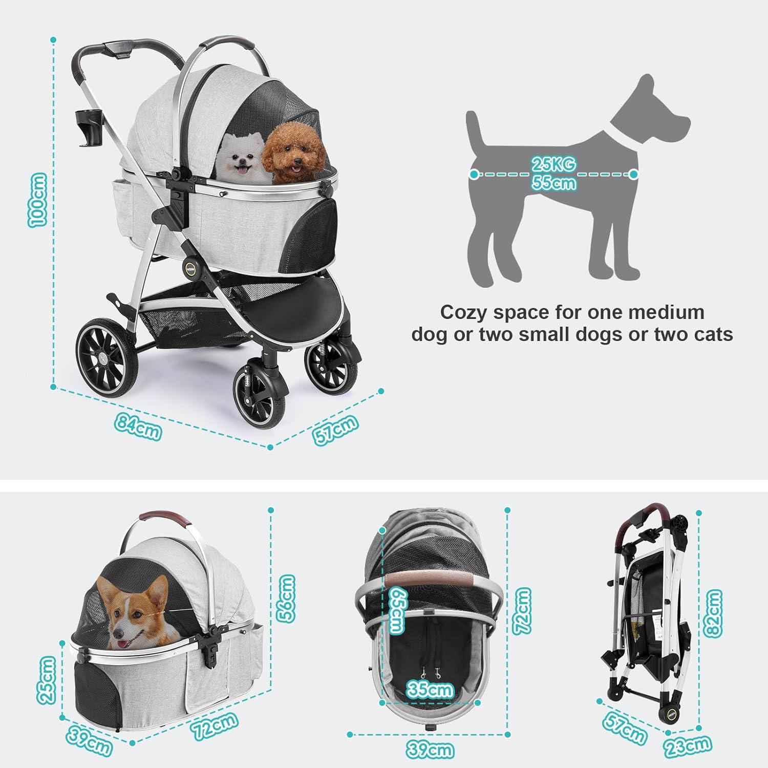 Thumbnail 3 de DAISTERN Passeggino per cani 4 in 1 fino 25 kg
