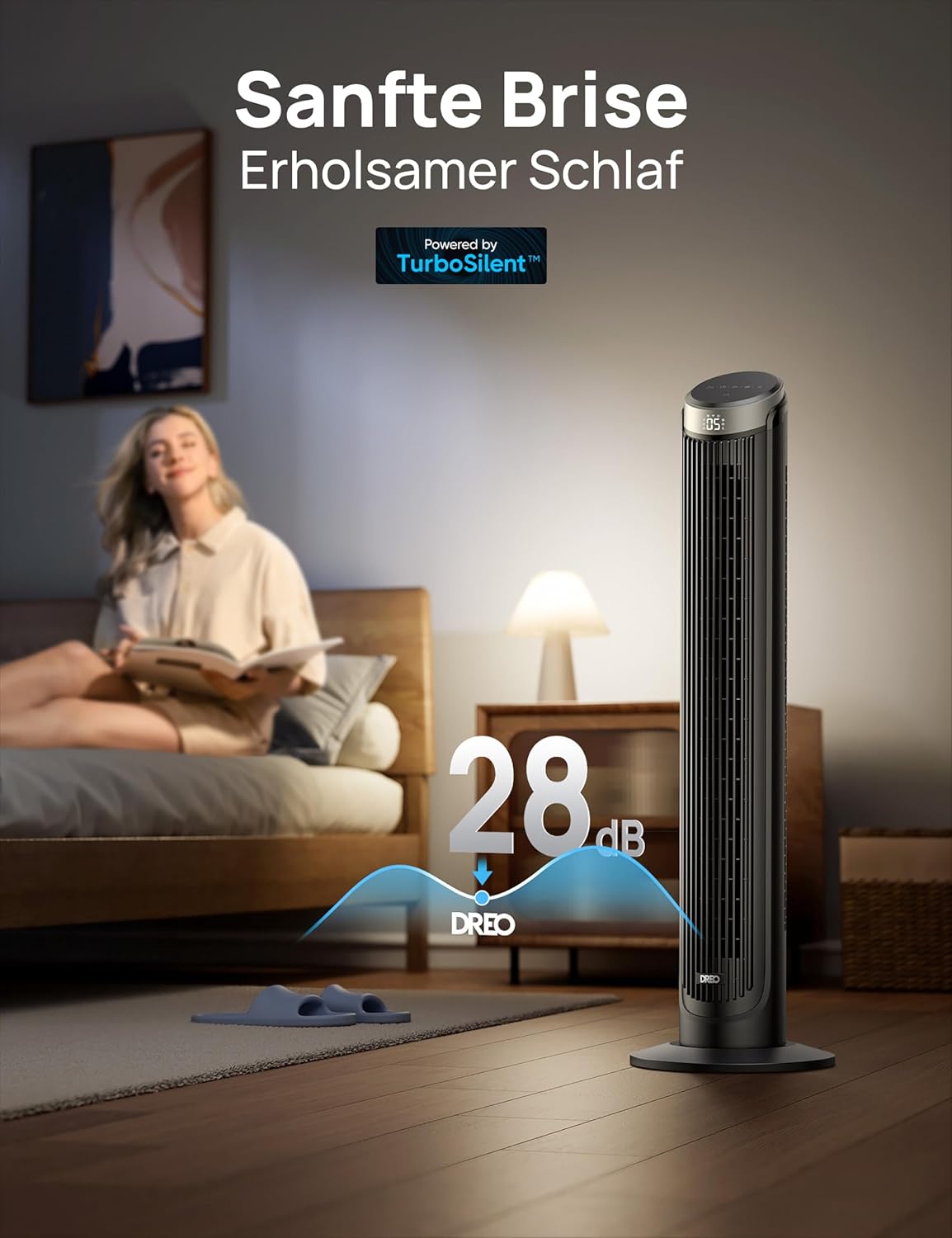 Thumbnail 2 de DREO Smart Turmventilator Sehr Leise – 90° Oszillation, App-Steuerung, Alexa & Timer