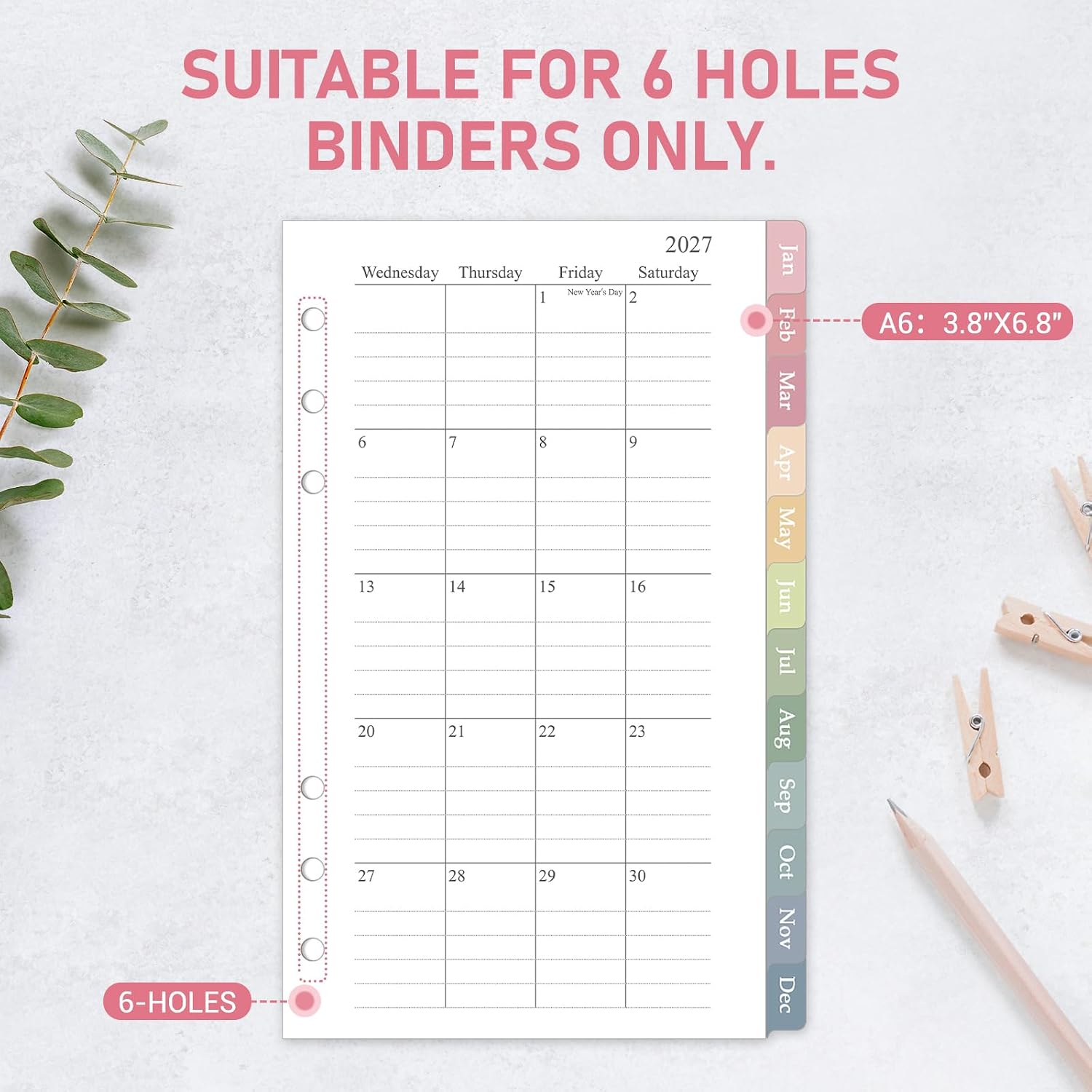 Detalle de Monthly Planner Refill, 2027-2028