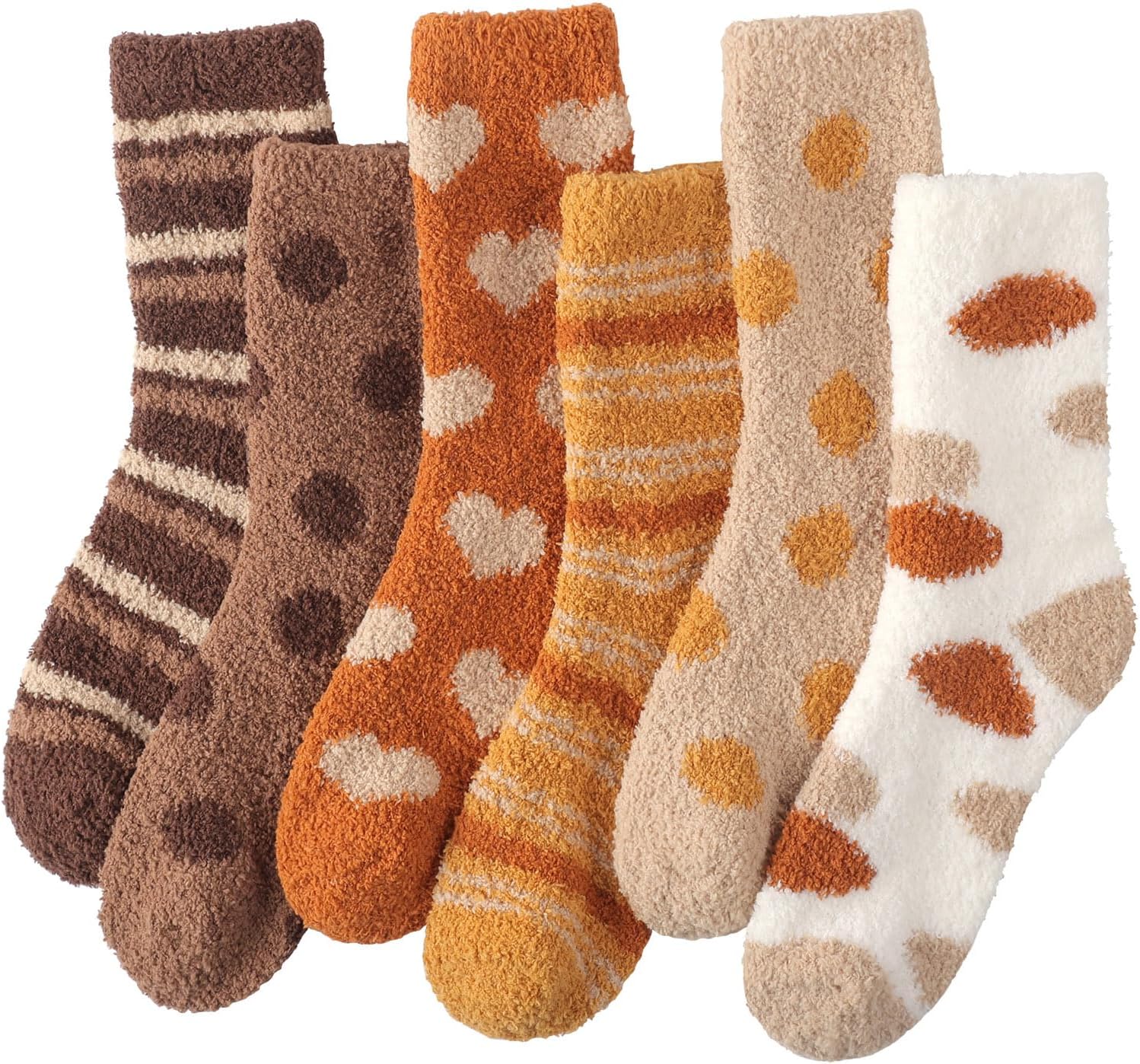 Detalle de Toes Home Fuzzy Socks for Women, 6 Pairs of Cozy Microfiber Slipper Socks