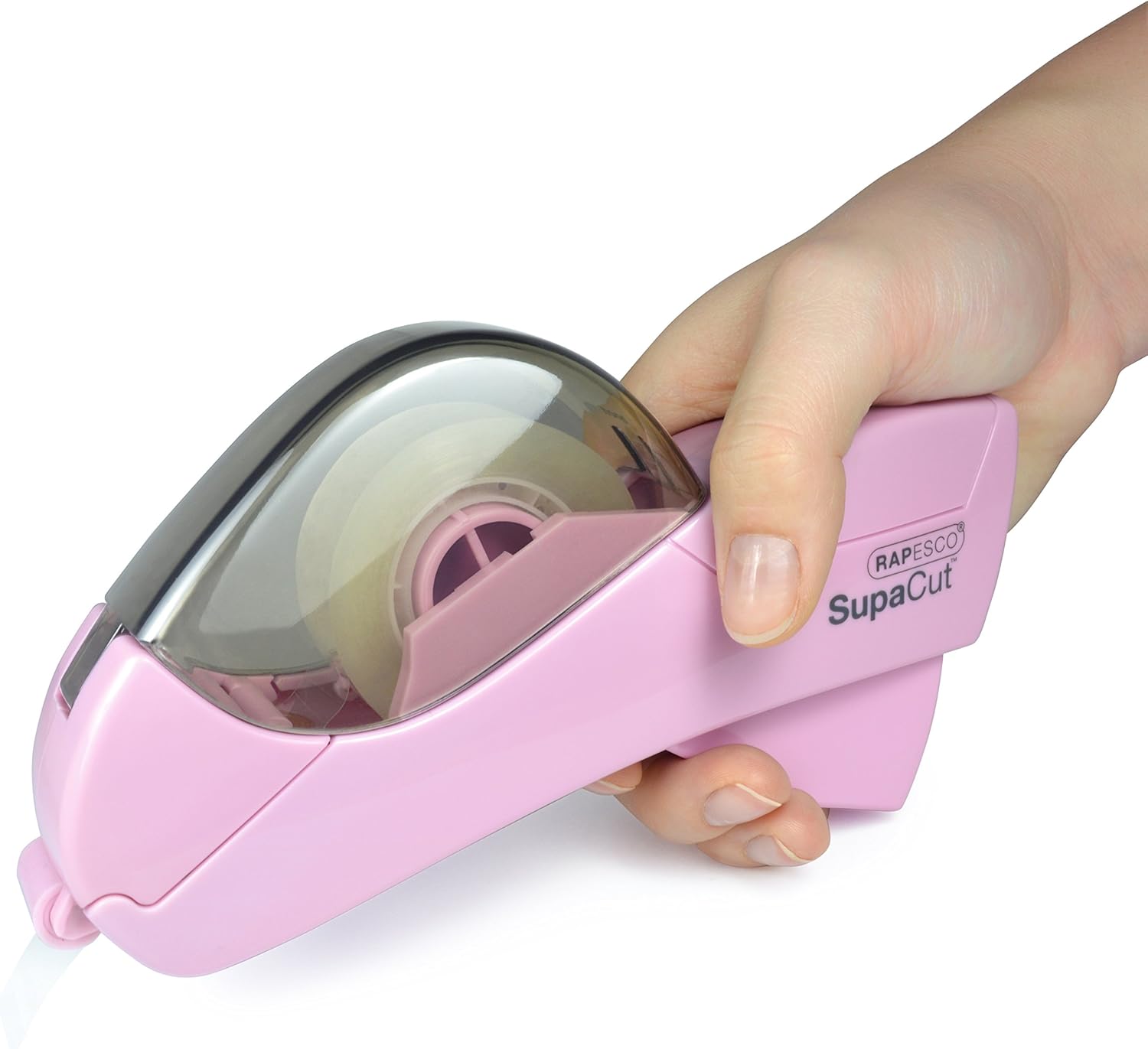 Detalle 2 de Rapesco 1441 SupaCut Dispenser di Nastro Adesivo con 2 Rotoli Rosa