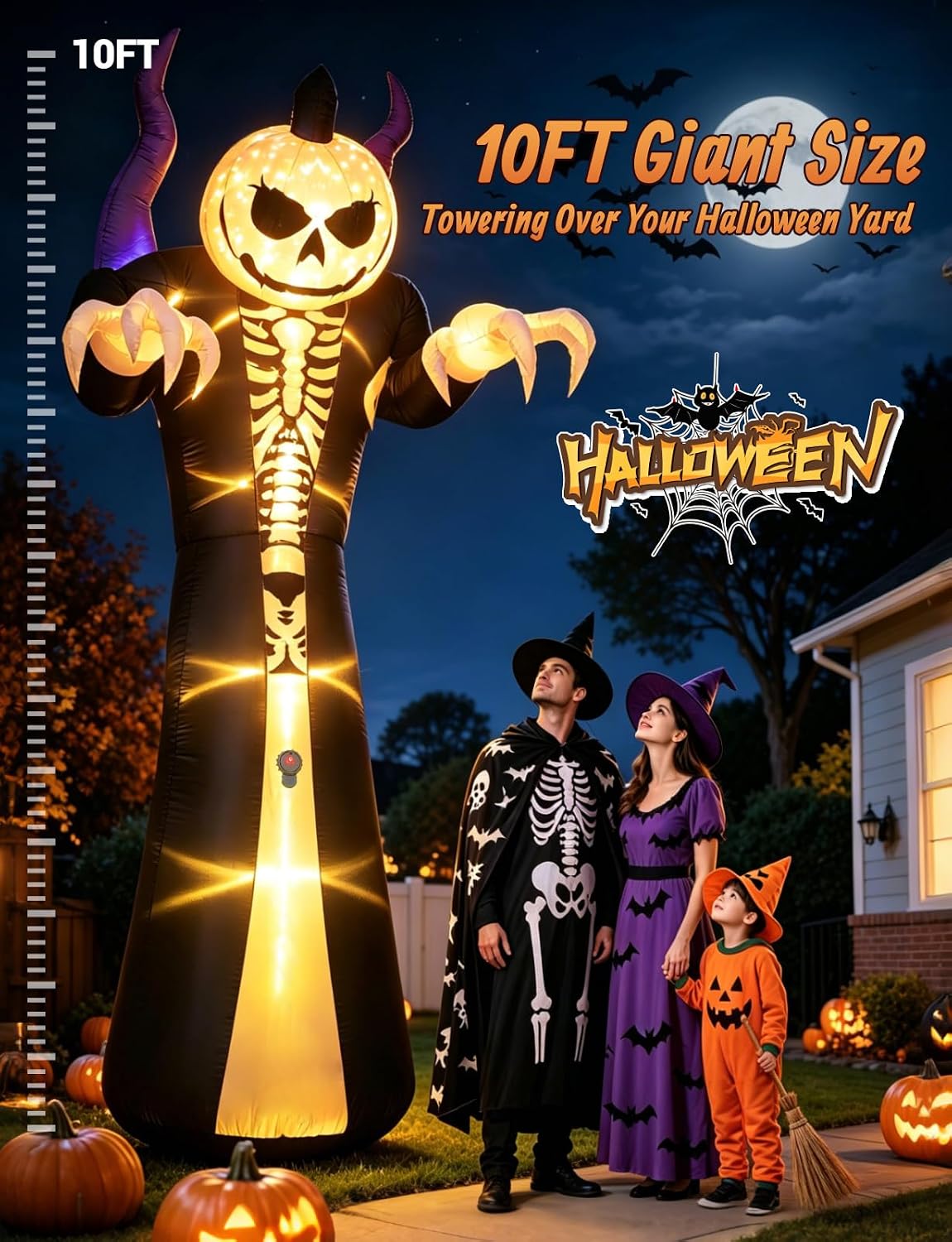 Detalle 2 de Elegear LE-CO-0020-US 10FT Grim Reaper Halloween Inflatable with Motion-Activated Scream