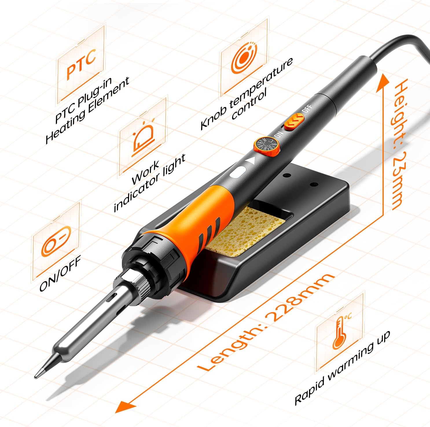 Detalle 1 de MEAKEST 60W Soldering Iron Kit, 12-in-1 with Ceramic Heater and Adjustable Temperature