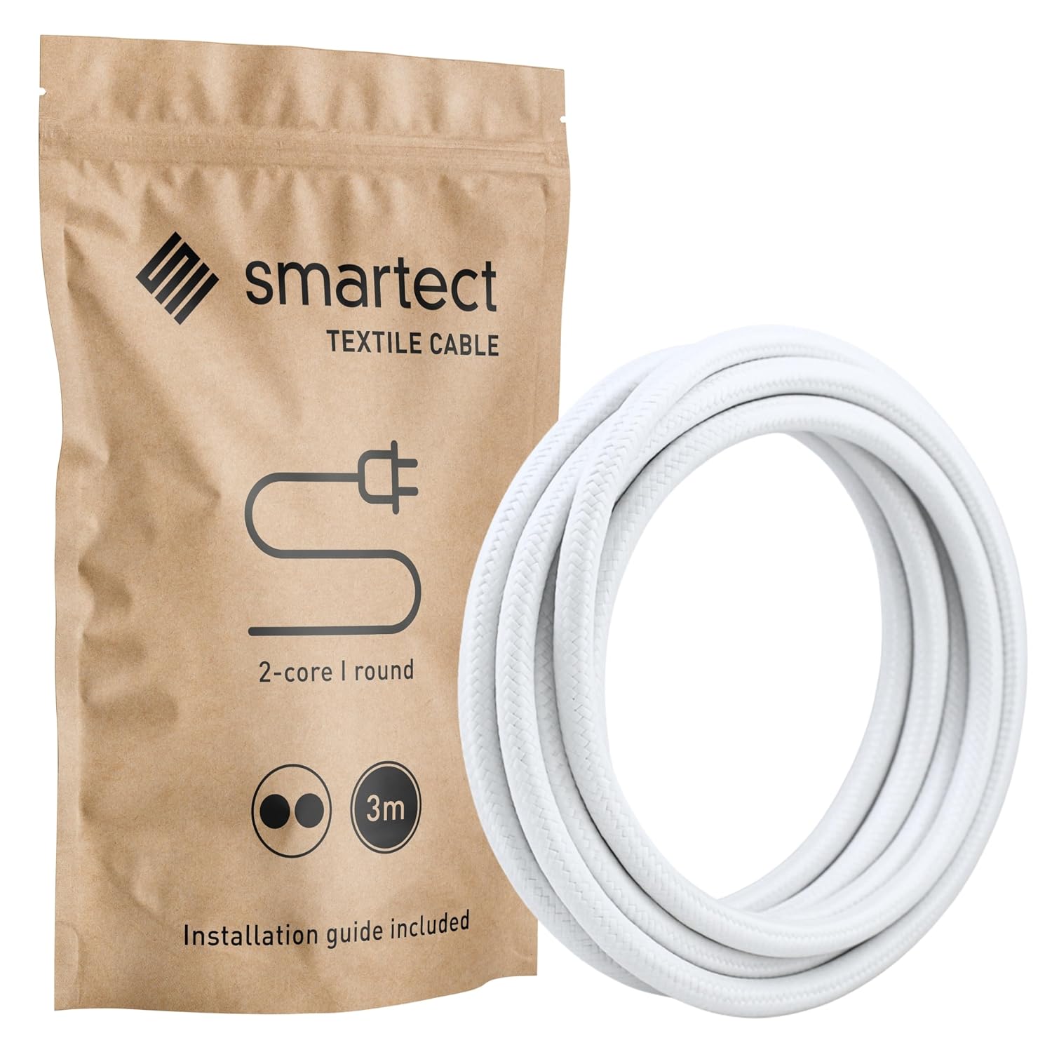 Detalle de smartect textielkabel H03VV-F, 2 x 0,75 mm², wit, 3 m