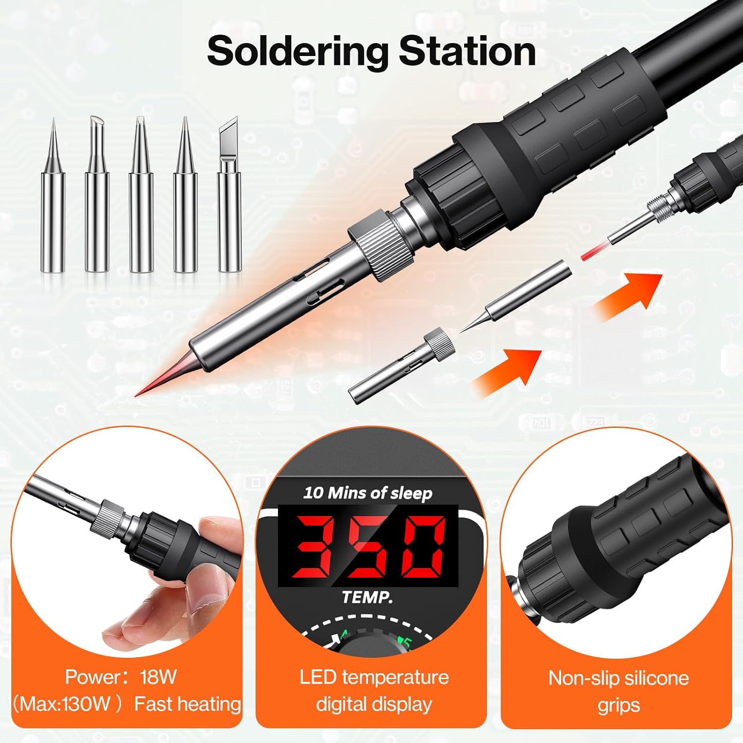 Detalle de Preciva 926 LED Fer à souder 130 W : station avec affichage numérique 90°C–480°C