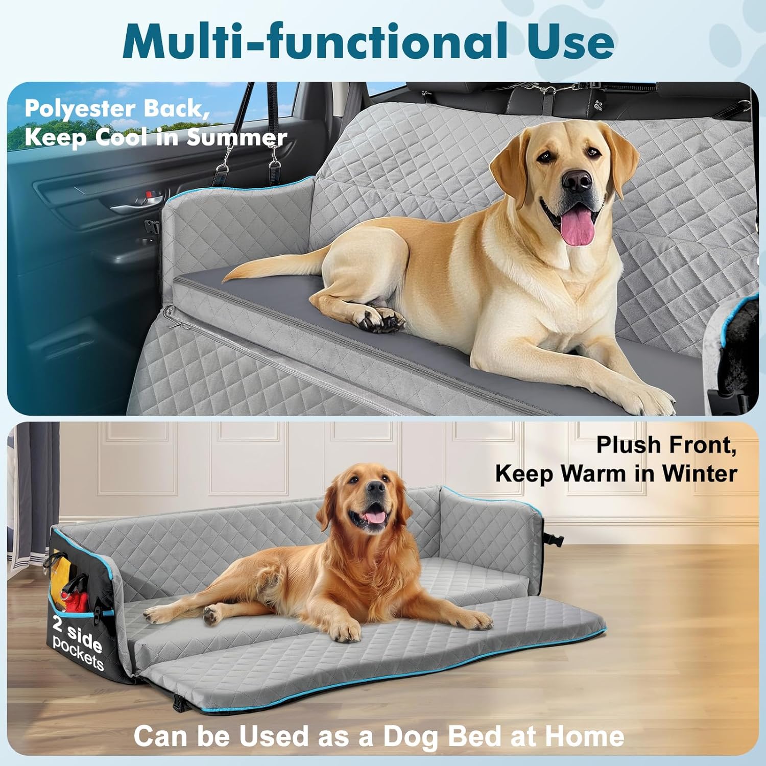 Detalle 2 de Tivray Large Dog Car Seat: A practical booster bed for big dogs on the move