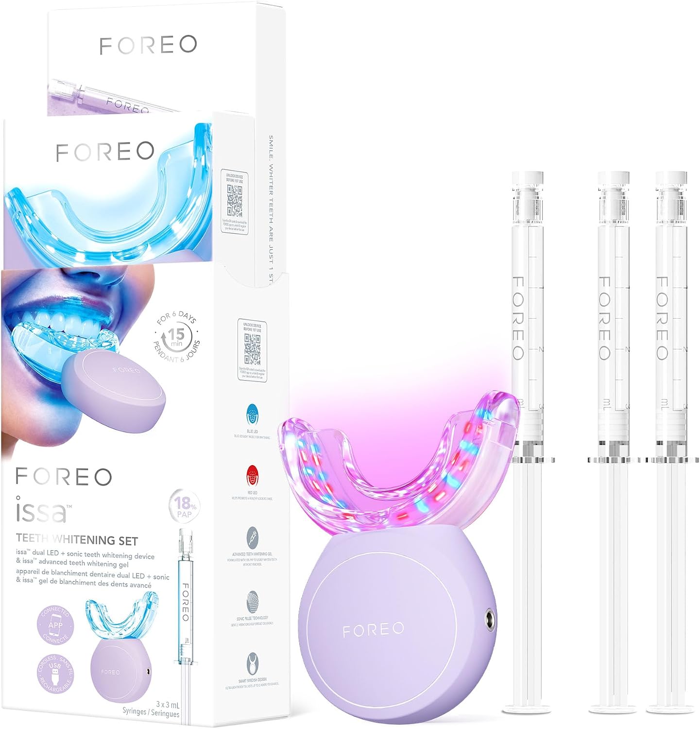 Detalle de FOREO Teeth Whitening Set with 18% PAP Gel