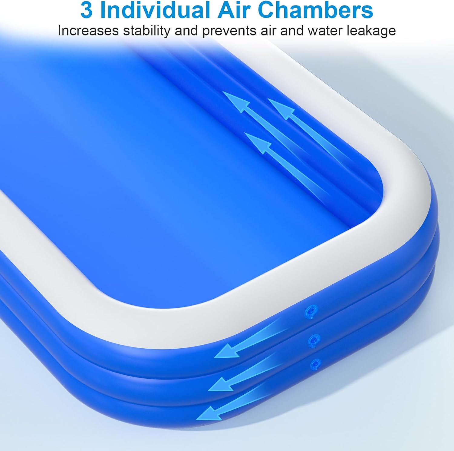 Detalle de Extra Large Inflatable Pool for Adults (180" x 76" x 22") with Pump – Oversized Backyard Splash