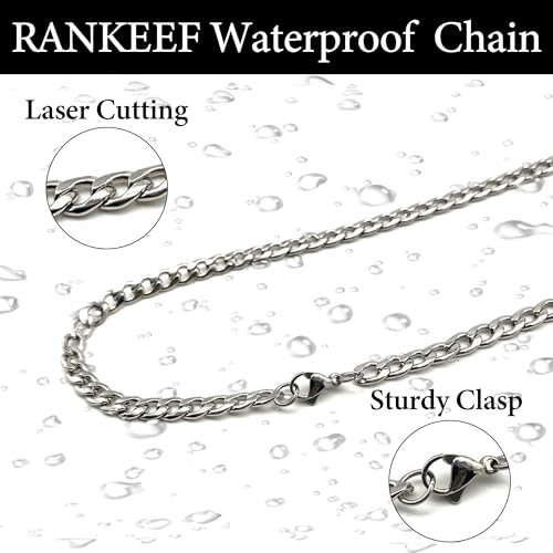 Thumbnail 5 de RANKEEF Collier Homme Acier Inoxydable 3 mm à Maillons Cubains – Durable et Hypoallergénique