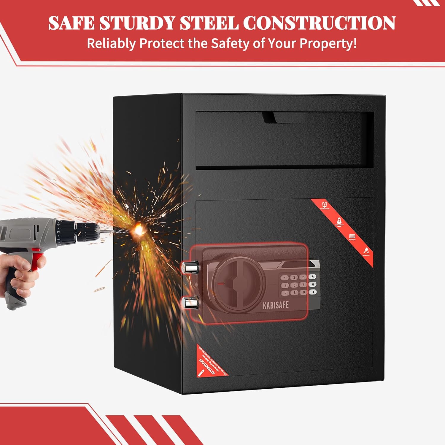 Thumbnail 5 de KABISAFE Depository Safe Box with Drop Slot (70L): Anti-Theft Cash Drop Safe with Digital Keypad Lock