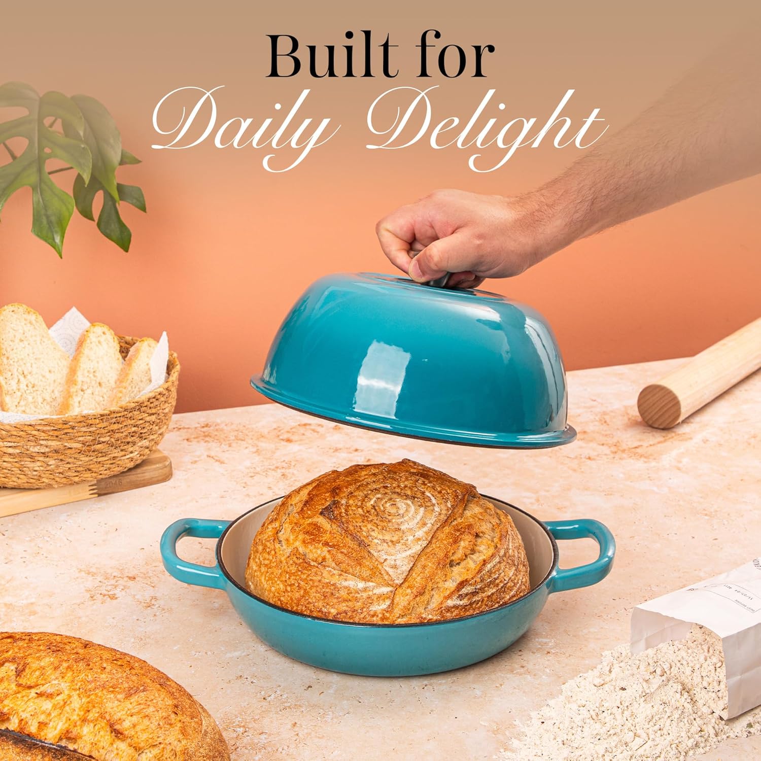 Thumbnail 6 de Nuovva Enamelled Cast Iron Dutch Oven Pot (26cm, 6 Quarts) – Blue